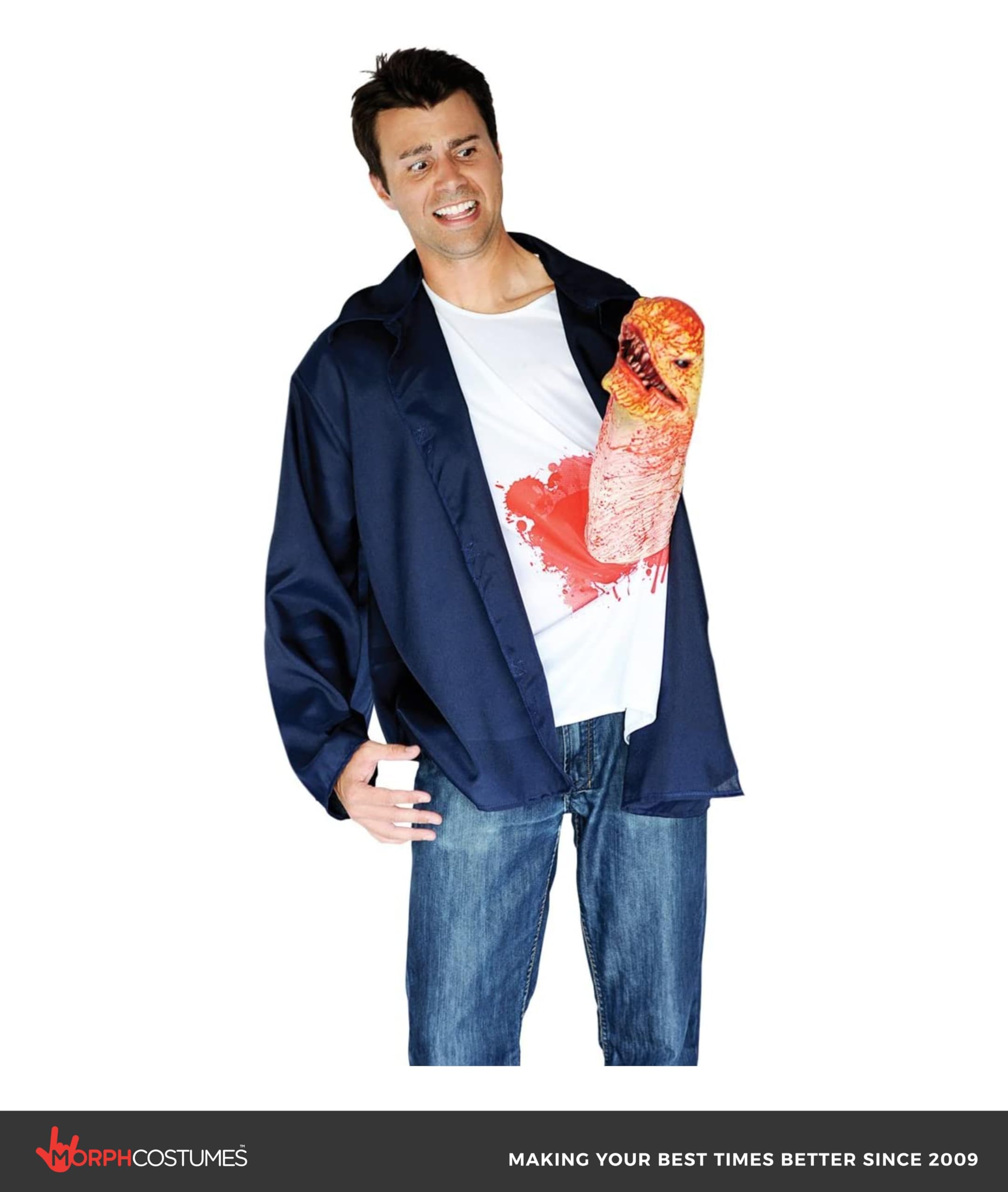 Morphsuits Alien Chest Buster Illusion Prank Adult Costume, Blue, Size Large - Image 2