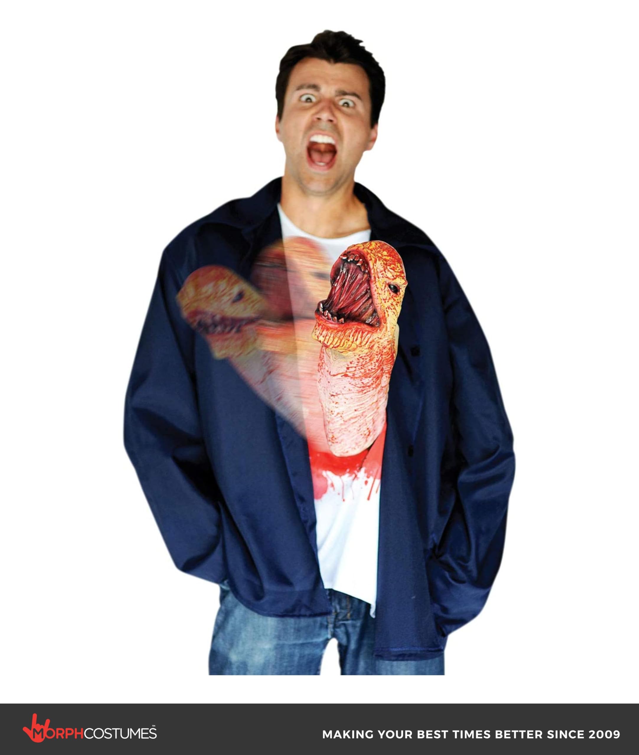 Morphsuits Alien Chest Buster Illusion Prank Adult Costume, Blue, Size Large - Image 4