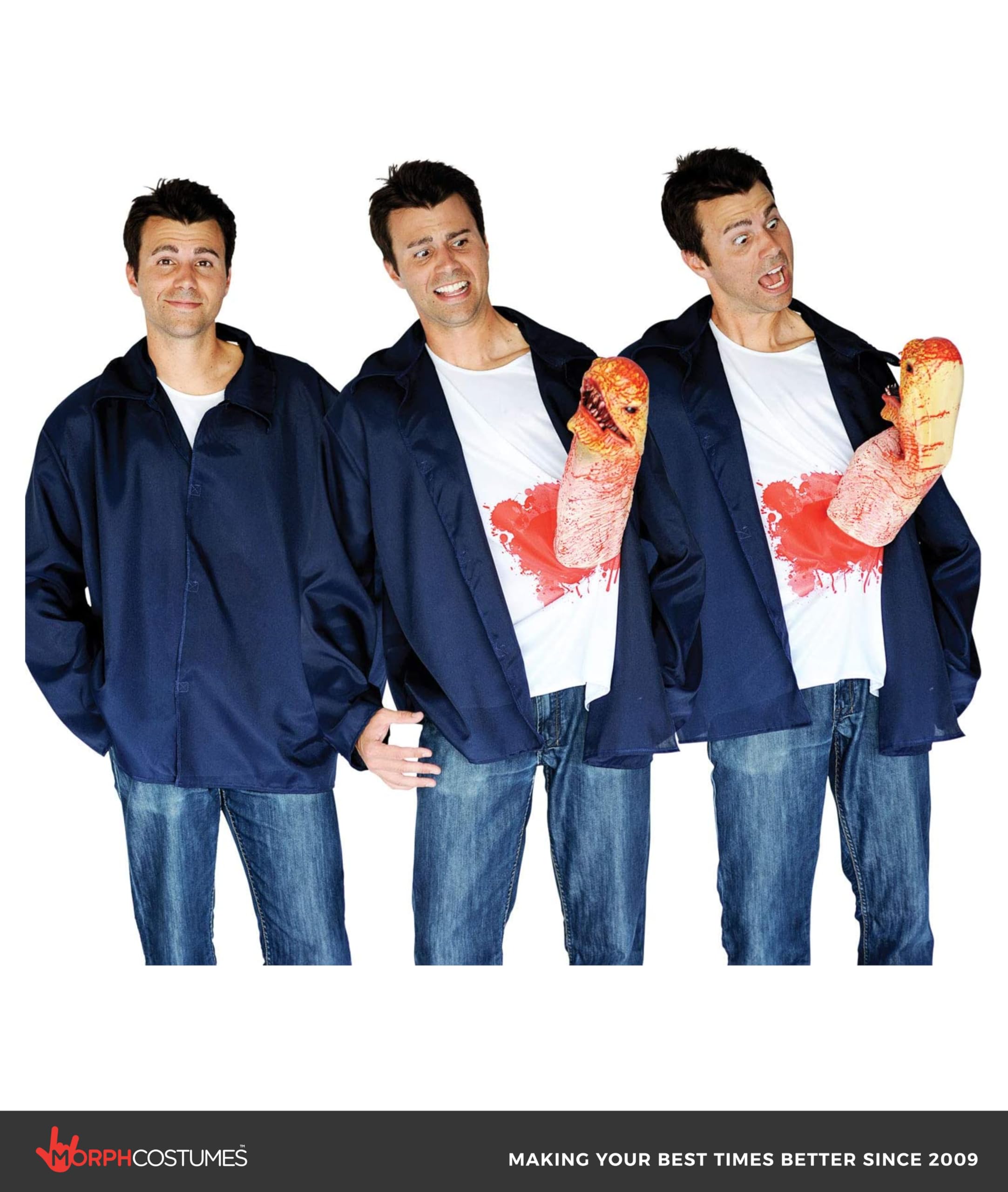 Morphsuits Alien Chest Buster Illusion Prank Adult Costume, Blue, Size Large - Image 5
