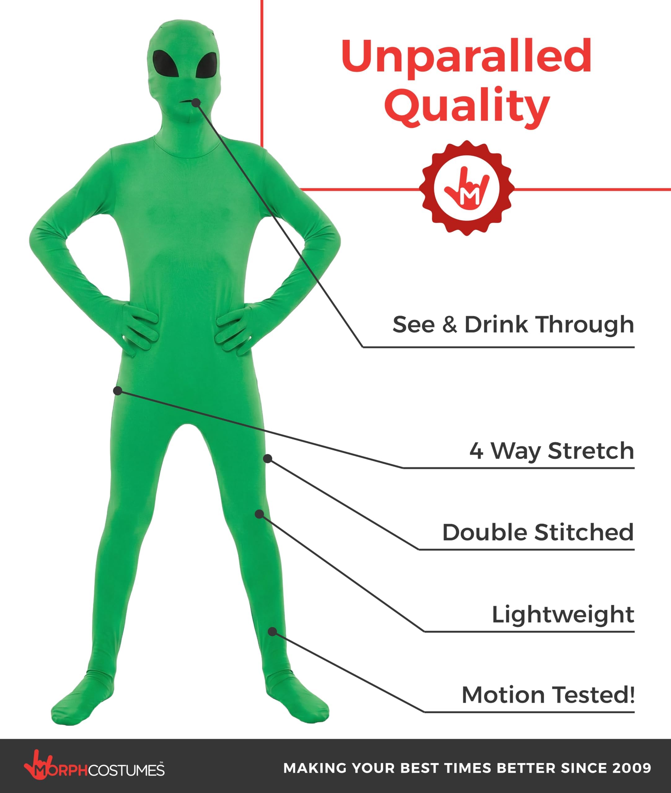 Morphsuits Alien Costume Kids, Green Alien Costumes for Boys, Boys Aliens Costume - Image 2