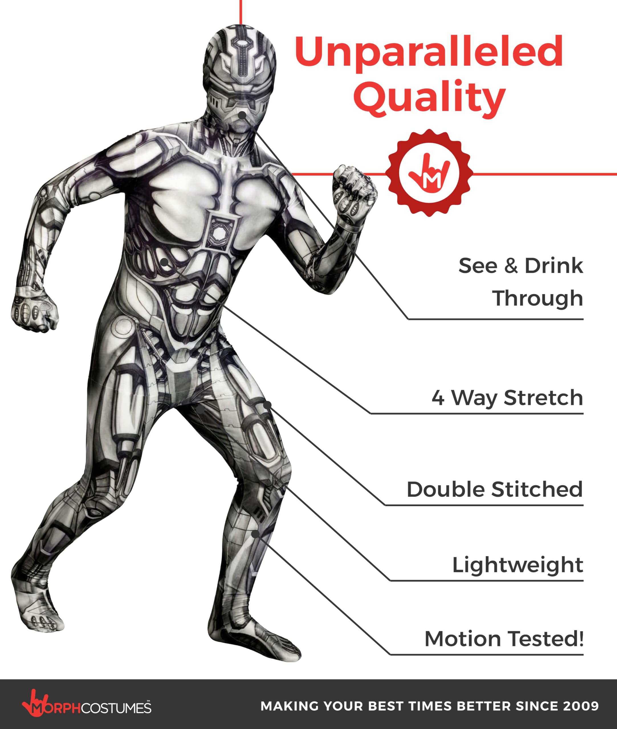 Morphsuits Android Monster Scary Costume For Kids, Halloween Body Suit, Kids Scary Costume, Fun Dress-Up Outfit - Image 2