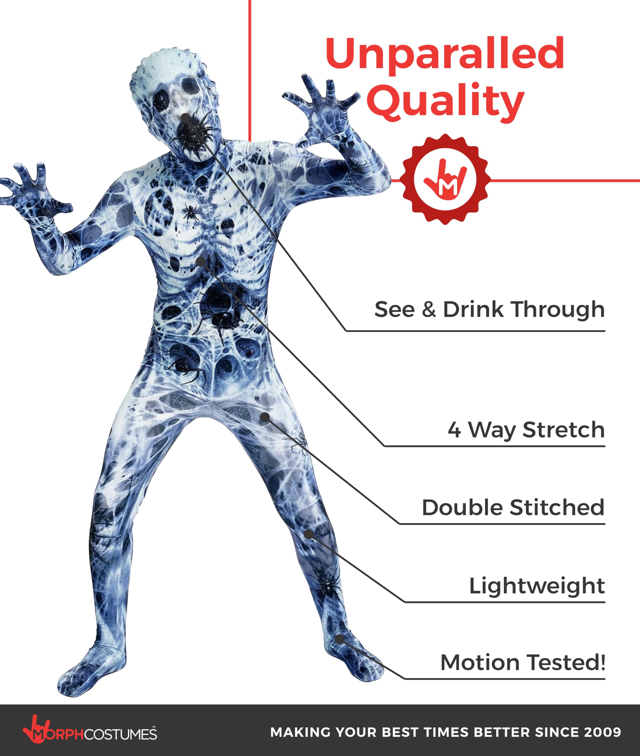 Morphsuits Arachnomania Kids Spider Monster Fancy Dress Up Costume Size Small - Image 2