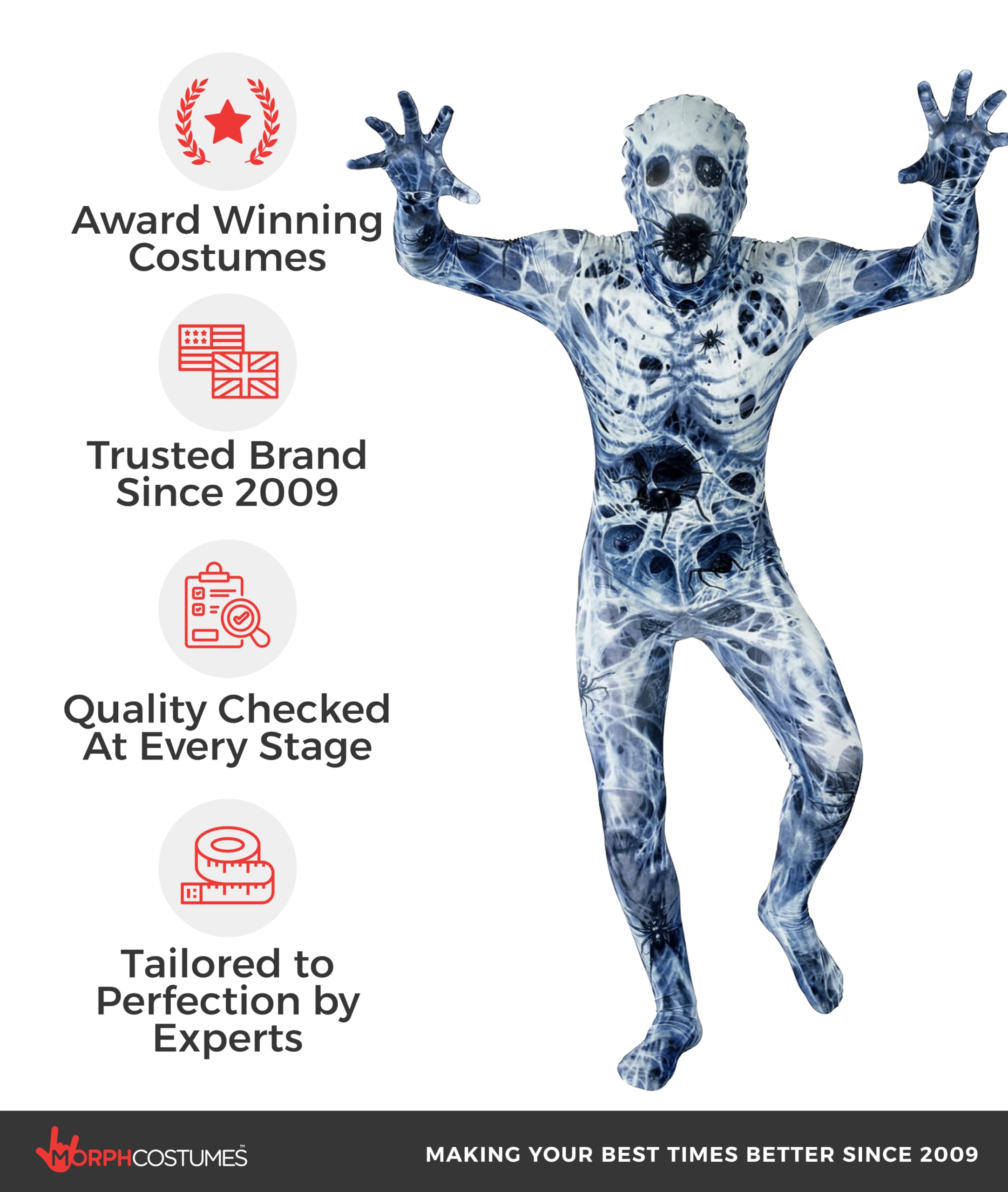 Morphsuits Arachnomania Kids Spider Monster Fancy Dress Up Costume Size Small - Image 5