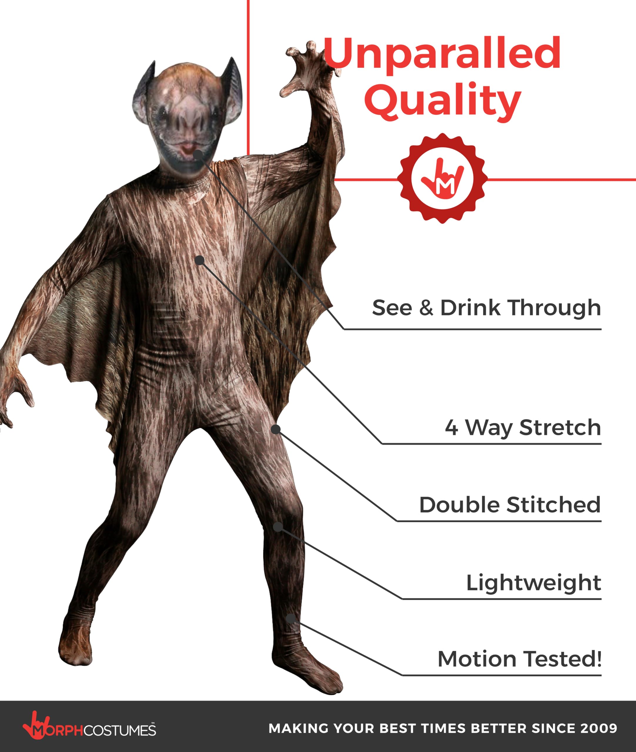 Morphsuits Bat Costume Kids, Animal Costumes for Kids, Halloween Costumes for Kids - Image 2
