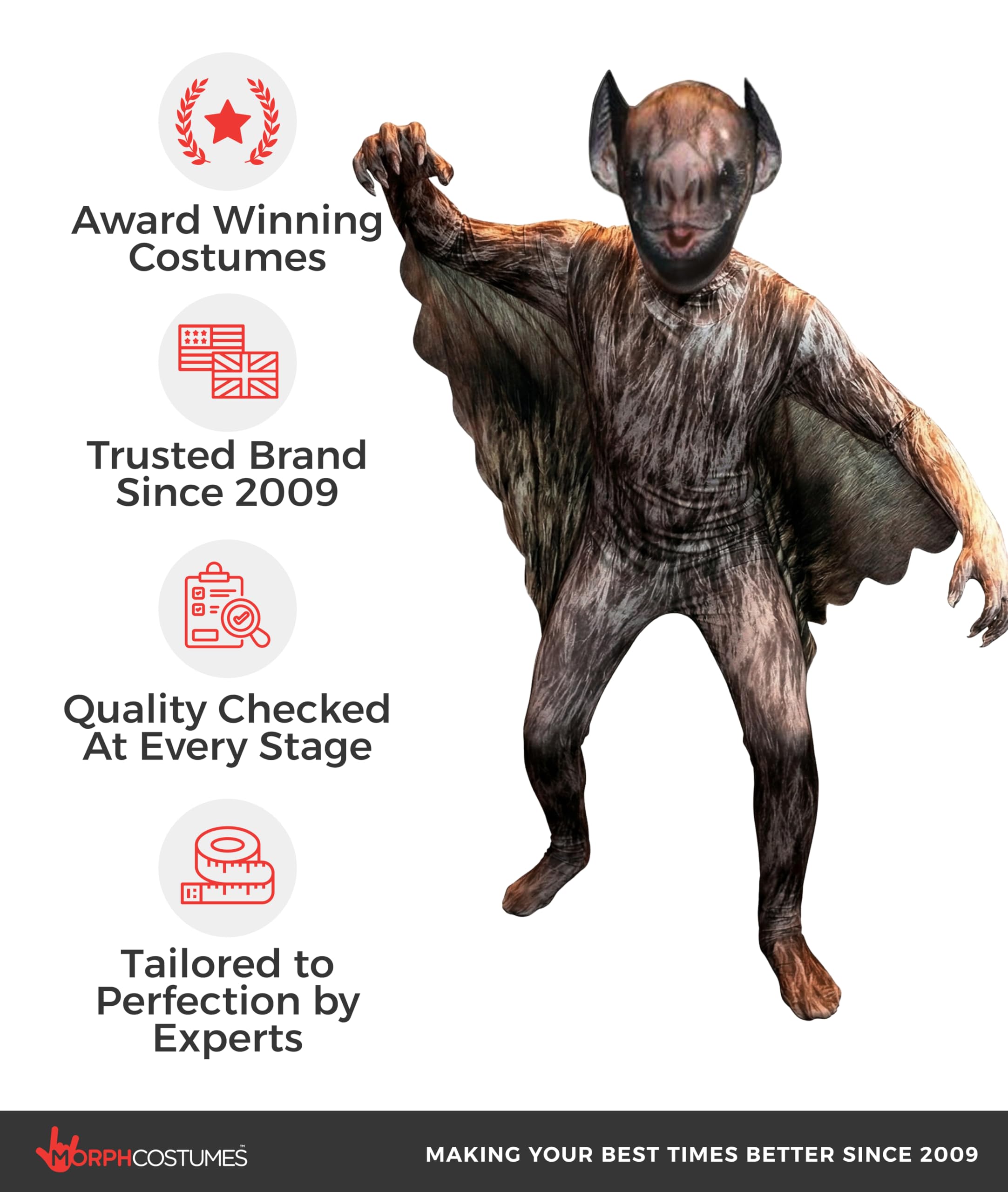 Morphsuits Bat Costume Kids, Animal Costumes for Kids, Halloween Costumes for Kids - Image 5