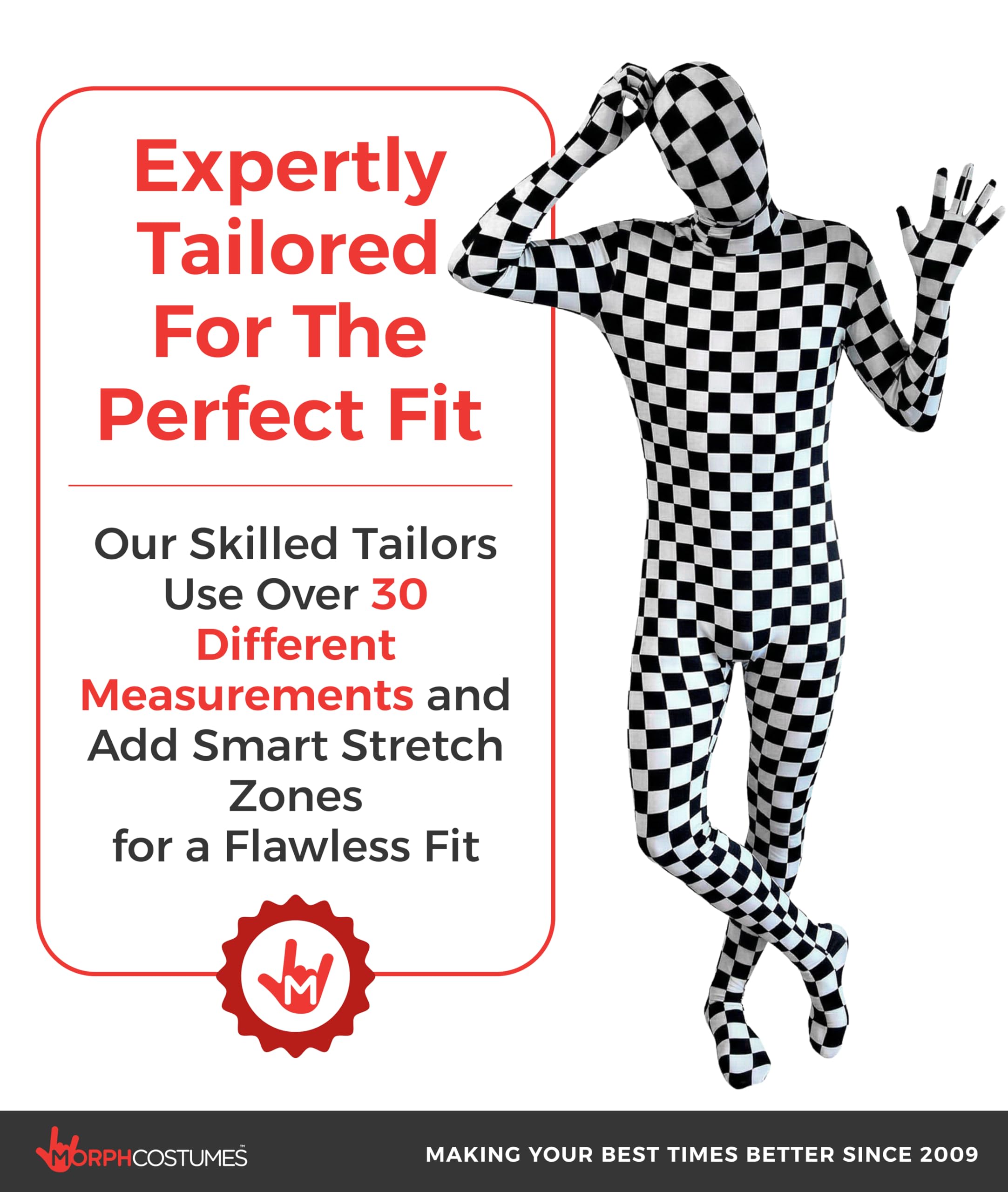 Morphsuits Black and White Checkers Costume Suit, Full Bodysuit Costume, Spandex Suit Men, Checkered Bodysuit - Image 3