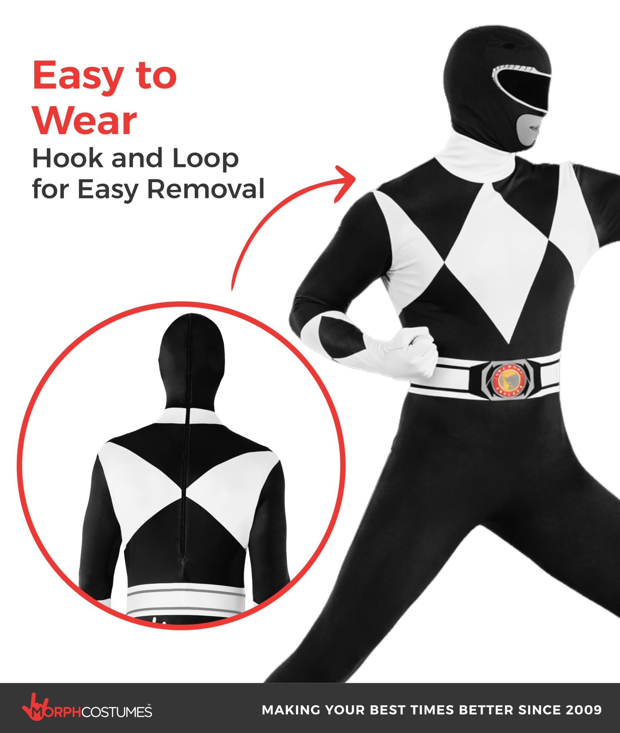 Morphsuits Black Power Ranger Costume Adult Men, Power Ranger Costume Adult, Funny Costumes for Adults - Image 3