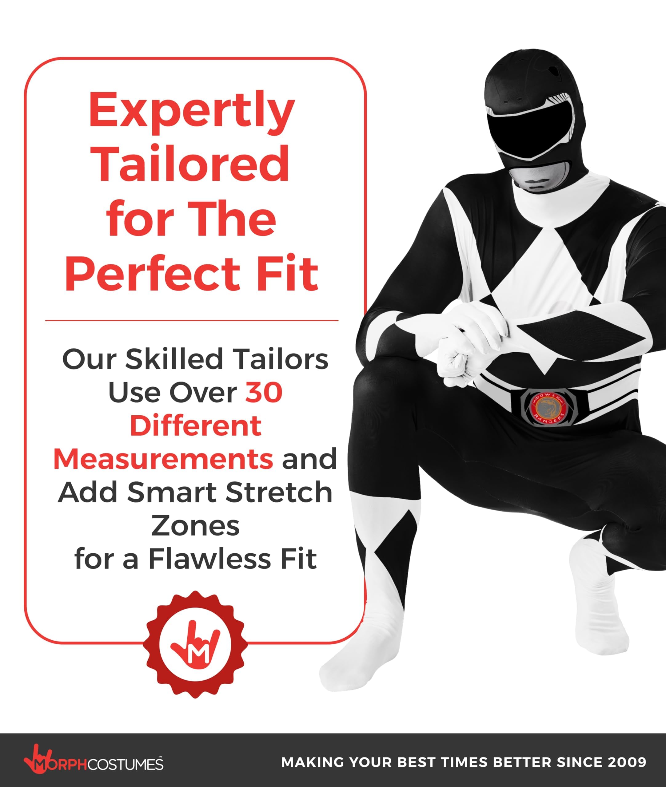 Morphsuits Black Power Ranger Costume Adult Men, Power Ranger Costume Adult, Funny Costumes for Adults - Image 4