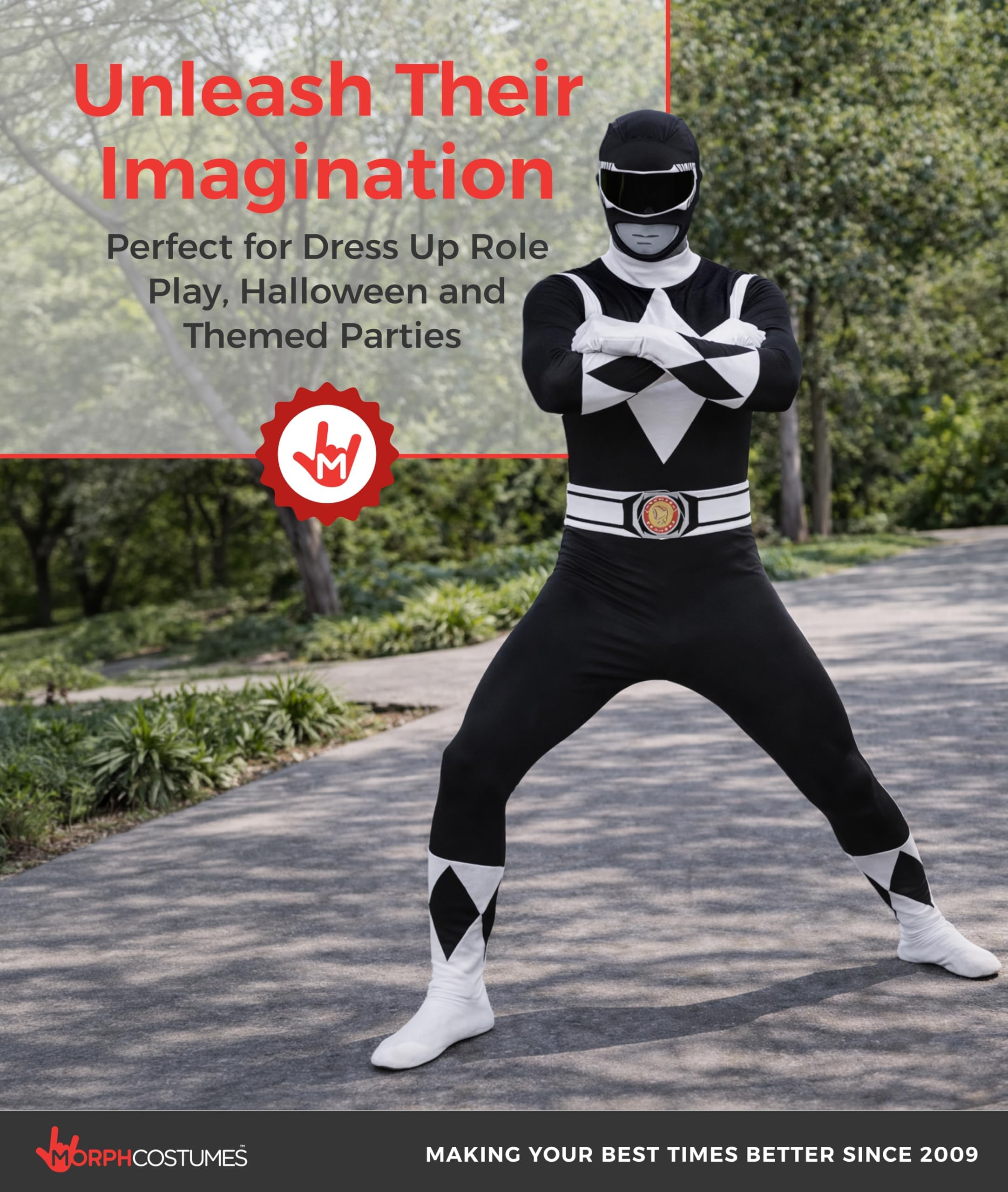 Morphsuits Black Power Ranger Costume Adult Men, Power Ranger Costume Adult, Funny Costumes for Adults - Image 6