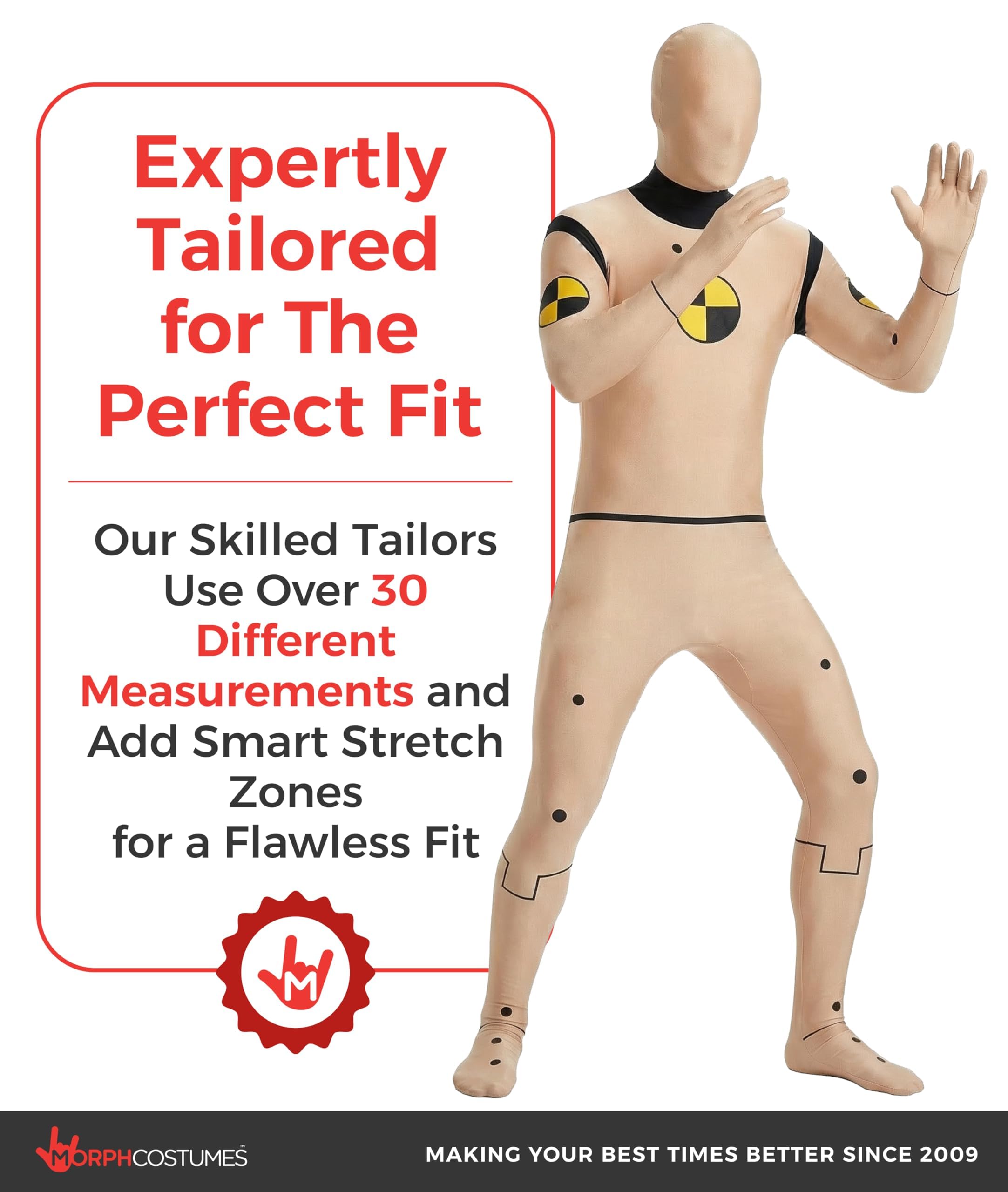 Morphsuits Crash Test Dummy Costume Adult, Crash Test Dummy Costume, Funny Costumes for Adults - Image 3