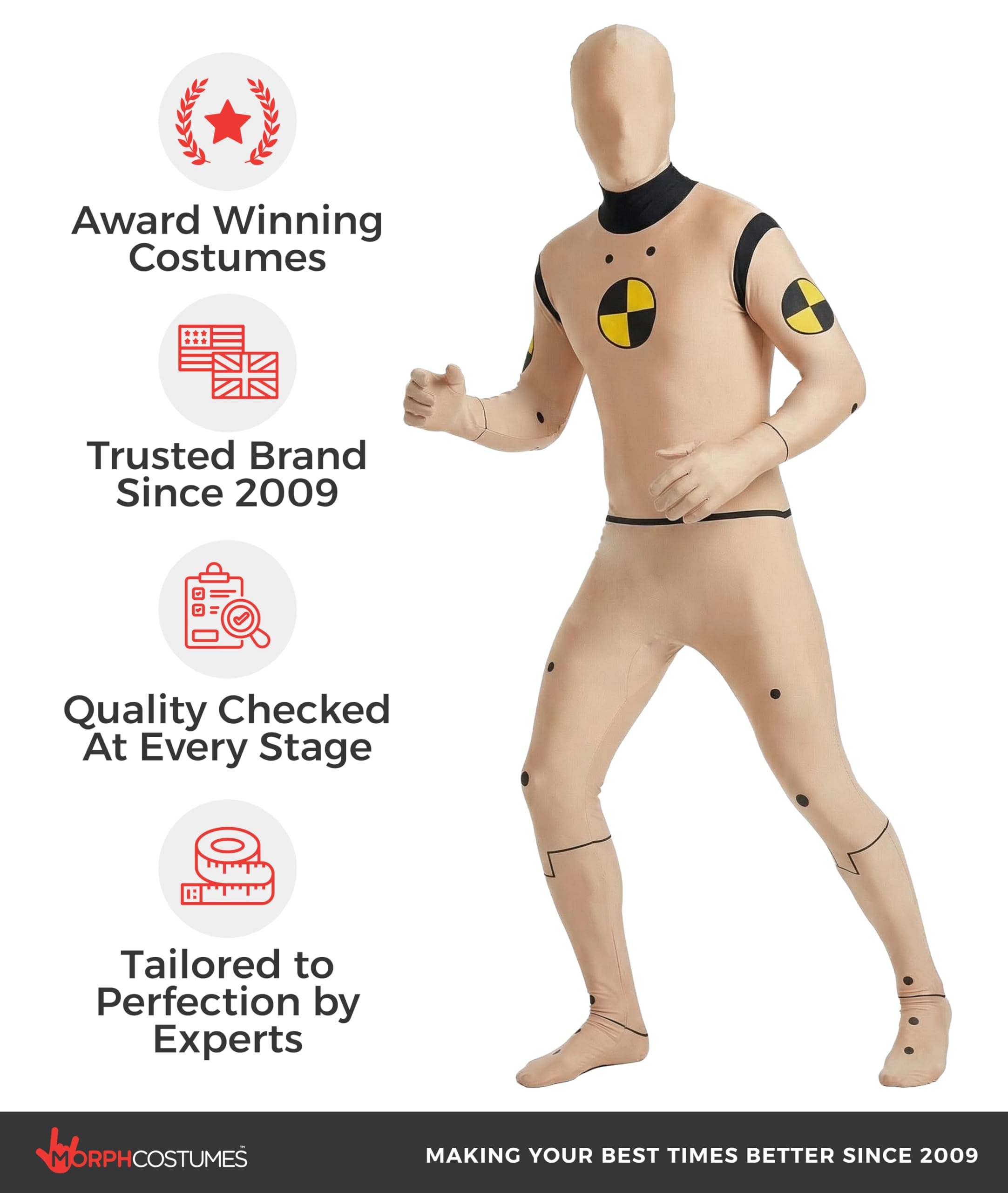 Morphsuits Crash Test Dummy Costume Adult, Crash Test Dummy Costume, Funny Costumes for Adults - Image 5