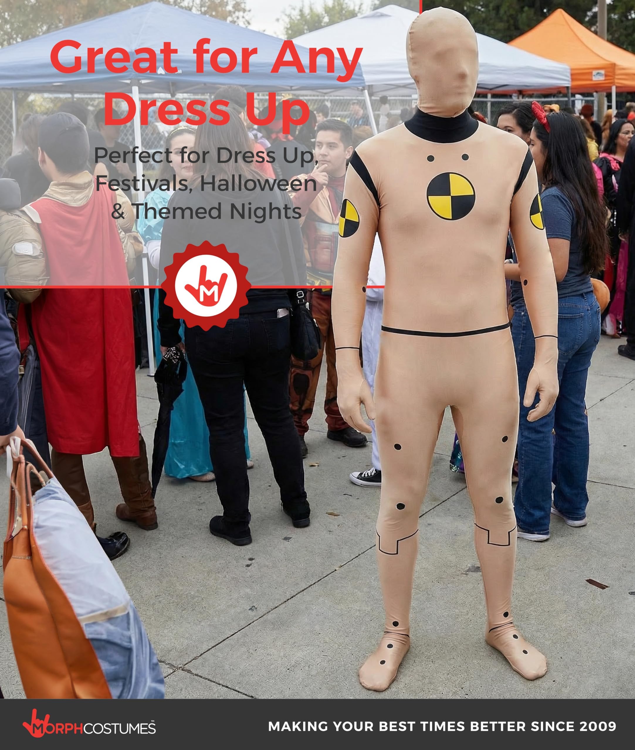 Morphsuits Crash Test Dummy Costume Adult, Crash Test Dummy Costume, Funny Costumes for Adults - Image 6