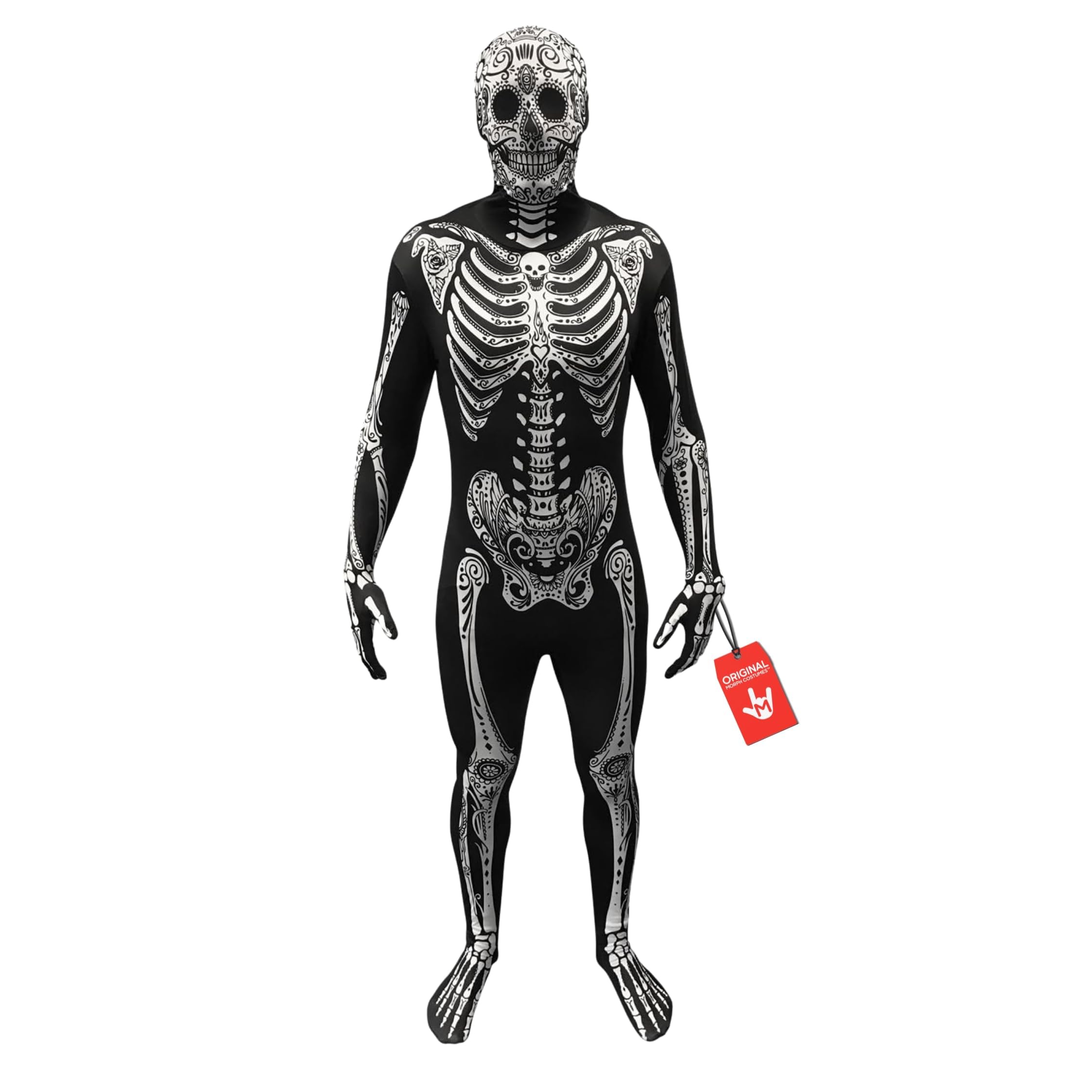 Morphsuits Day Of The Dead Skeleton Costume For Men, Adult Bodysuit, Halloween Skeleton Morph Suit