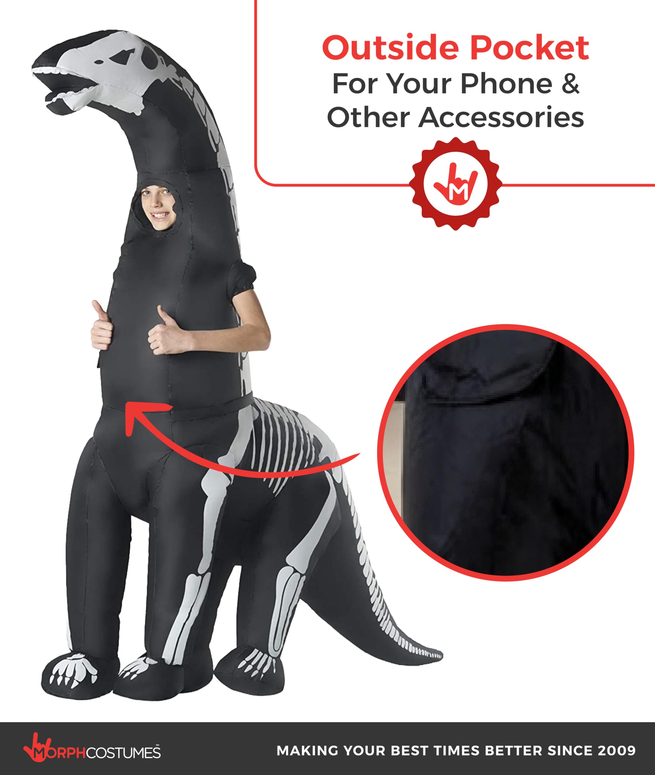 Morphsuits Giant and Kids Skeleton Diplodocus Inflatable Kids Costume - Image 2