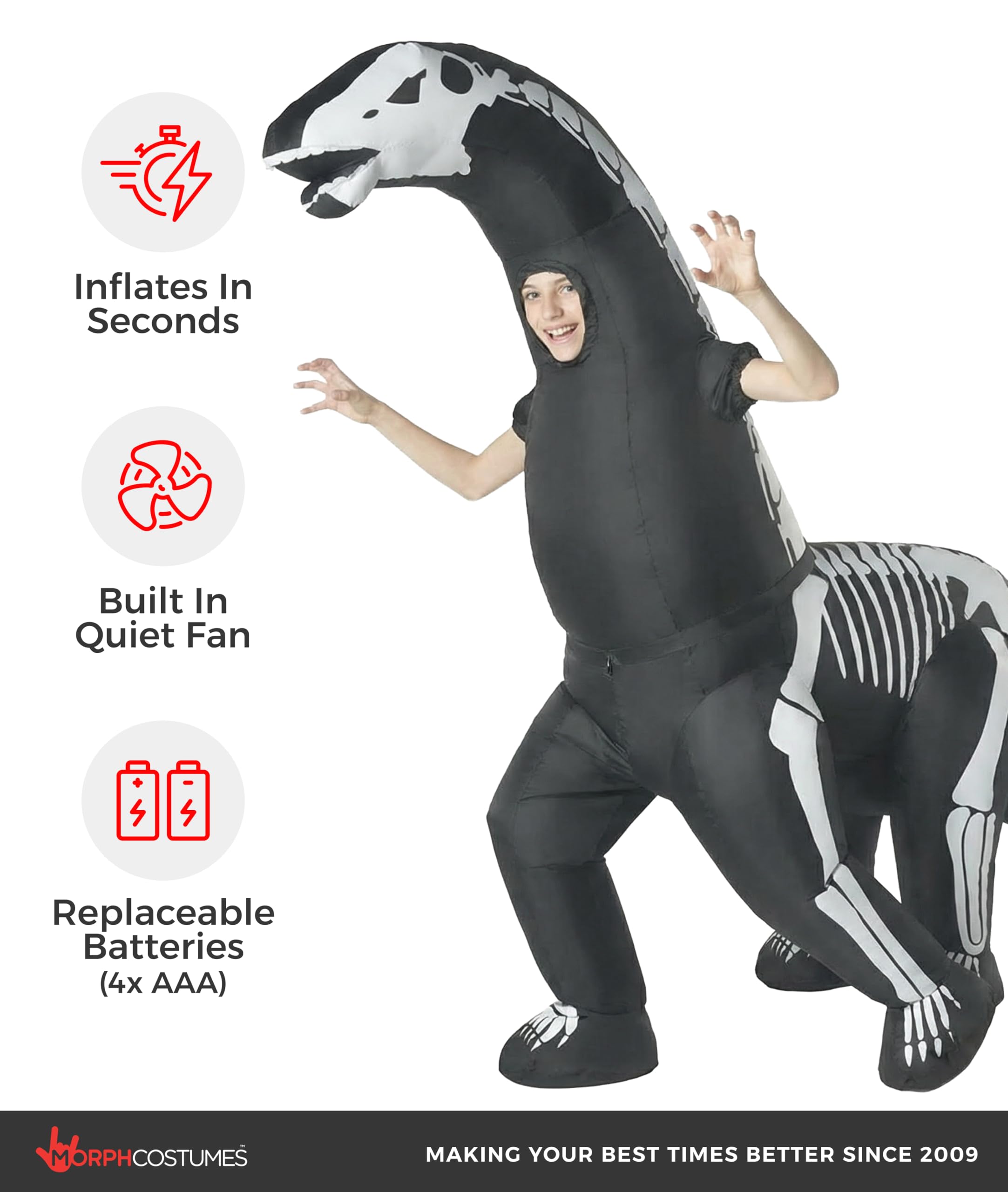 Morphsuits Giant and Kids Skeleton Diplodocus Inflatable Kids Costume - Image 3
