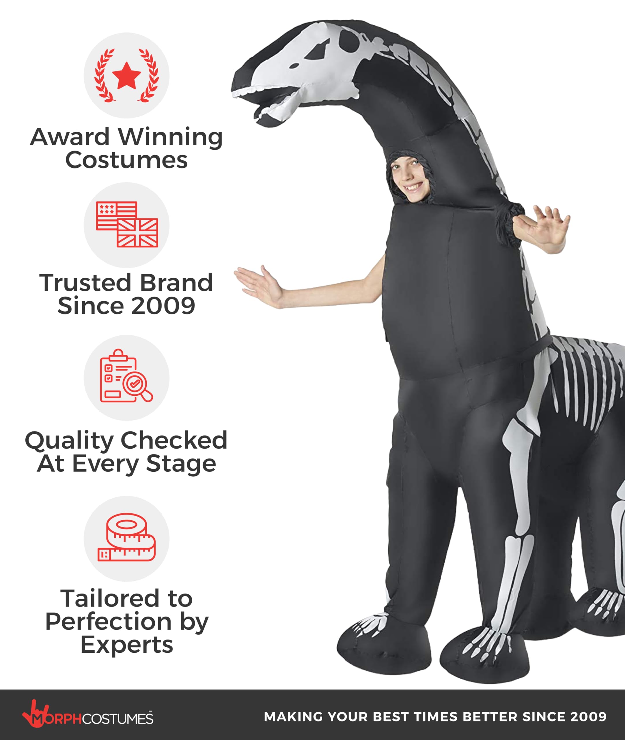 Morphsuits Giant and Kids Skeleton Diplodocus Inflatable Kids Costume - Image 5