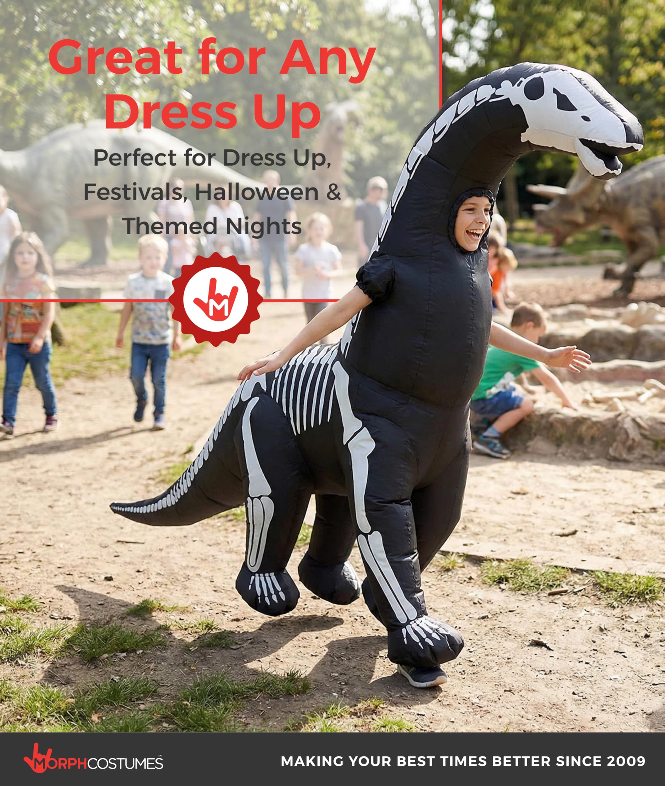 Morphsuits Giant and Kids Skeleton Diplodocus Inflatable Kids Costume - Image 6