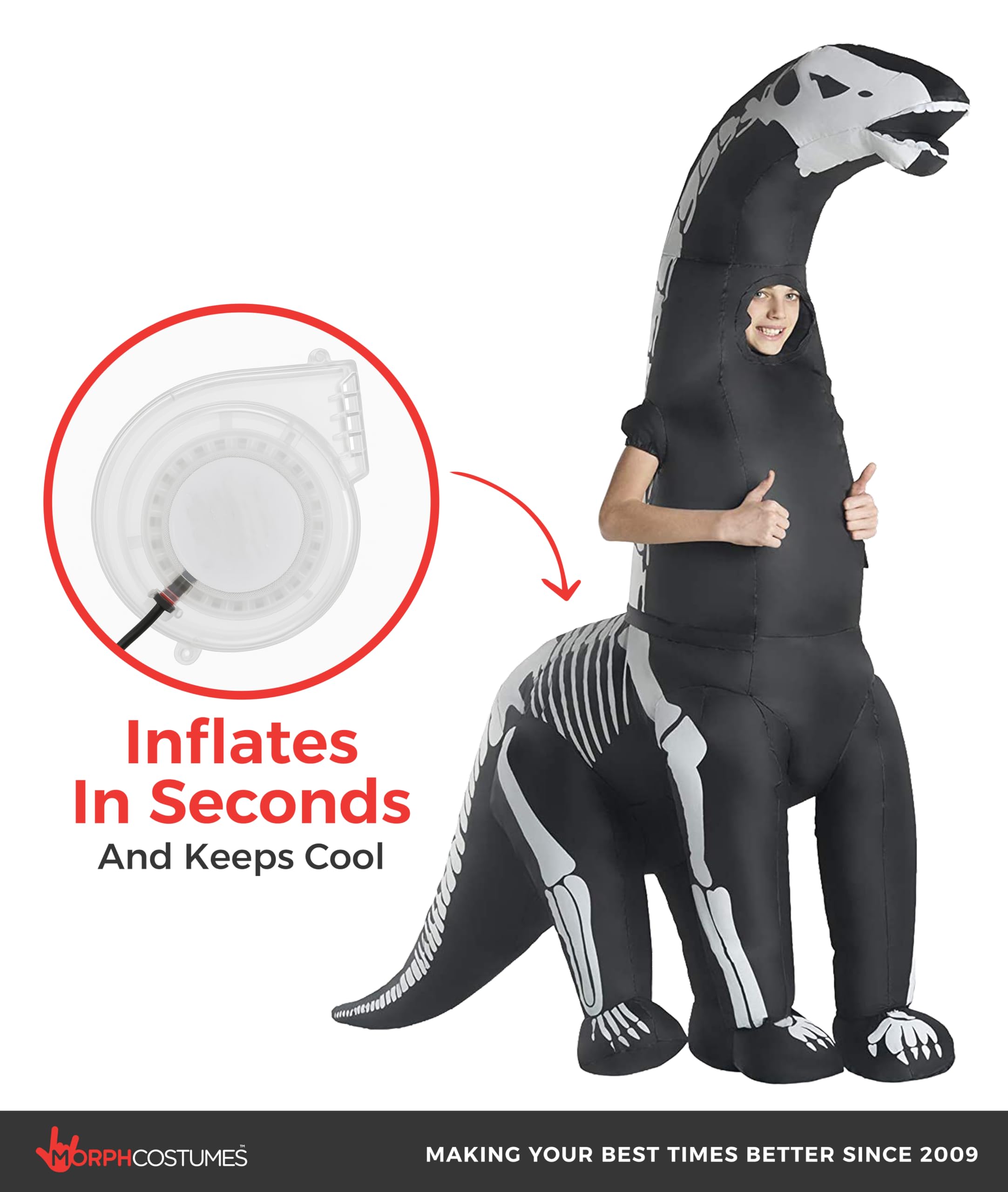 Morphsuits Giant and Kids Skeleton Diplodocus Inflatable Kids Costume - Image 7