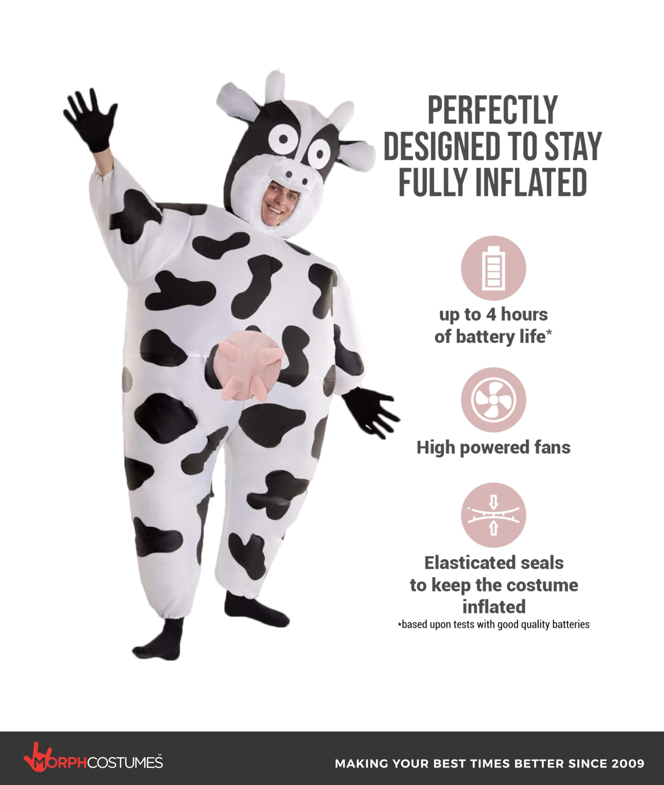 Morphsuits Inflatable Cow Costume Adult, Fun Inflatable Cow Outfit for Parties, Festivals, and Events - Image 2