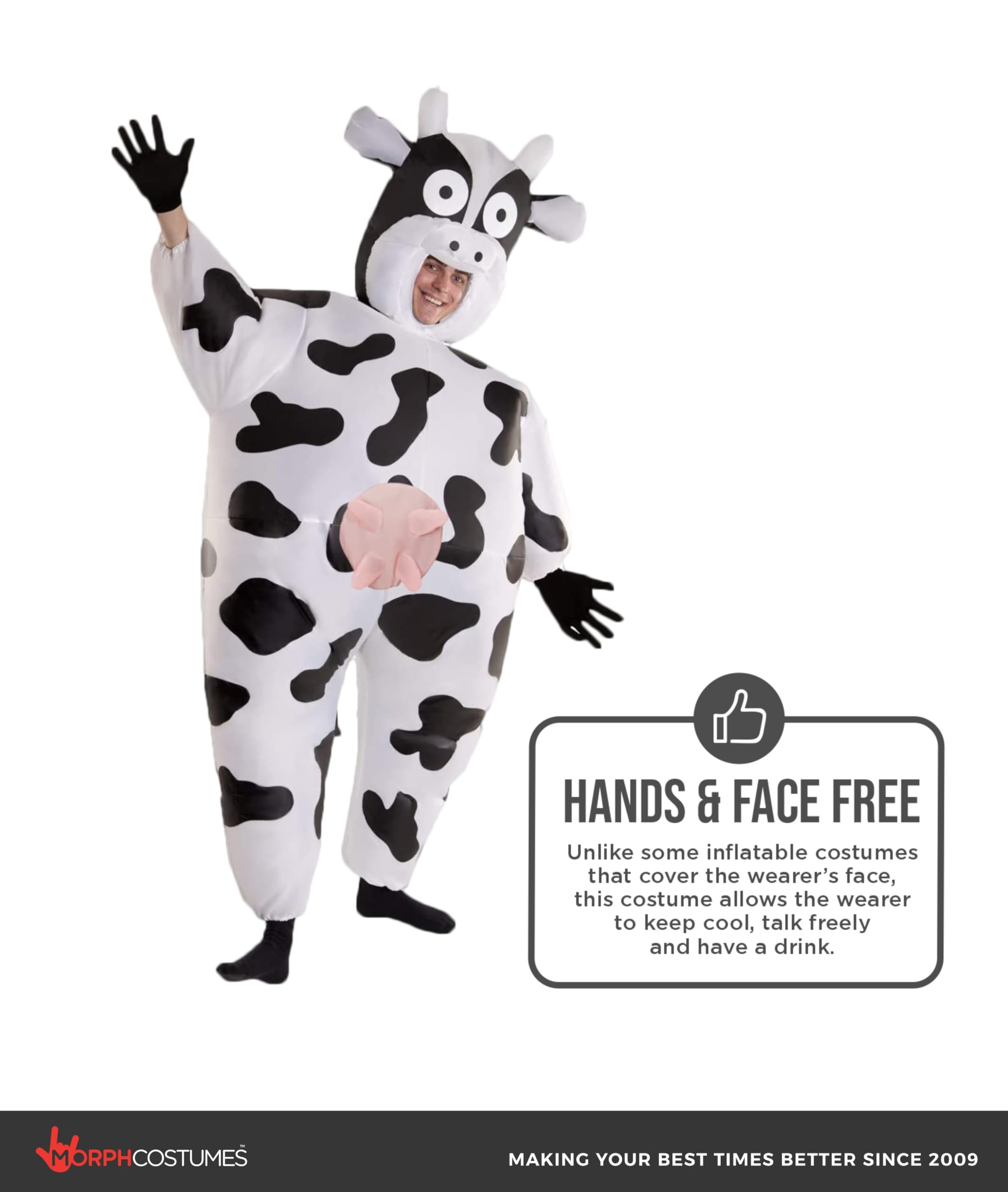 Morphsuits Inflatable Cow Costume Adult, Fun Inflatable Cow Outfit for Parties, Festivals, and Events - Image 3