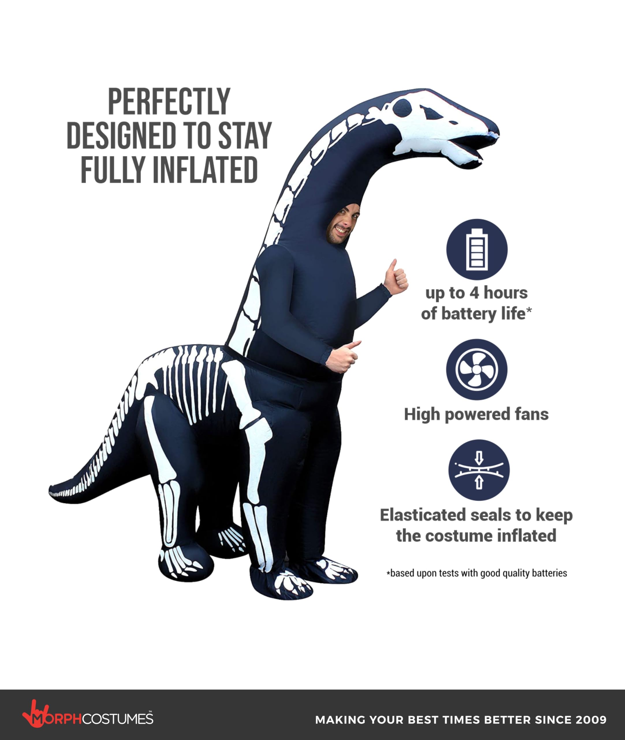 Morphsuits Inflatable Dinosaur Skeleton Costume for Adults, Fun Inflatable Skeleton Outfit for Halloween Parties - Image 2