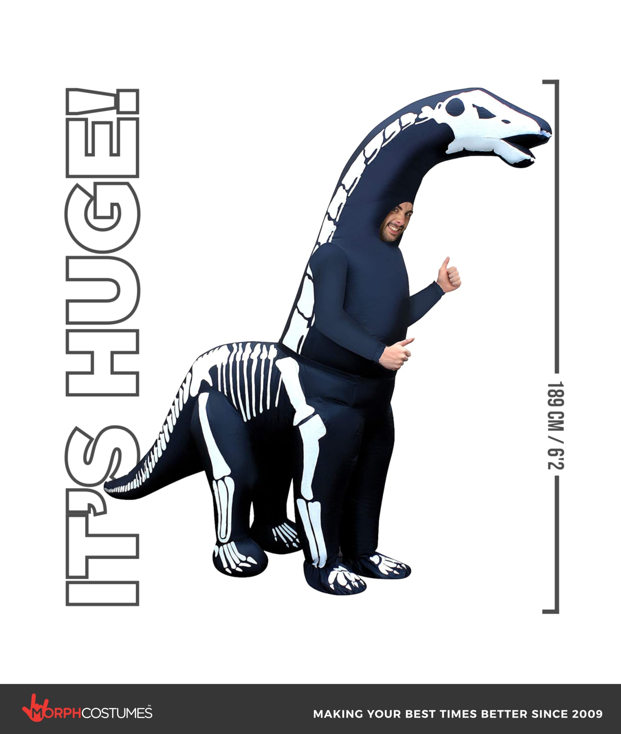 Morphsuits Inflatable Dinosaur Skeleton Costume for Adults, Fun Inflatable Skeleton Outfit for Halloween Parties - Image 4