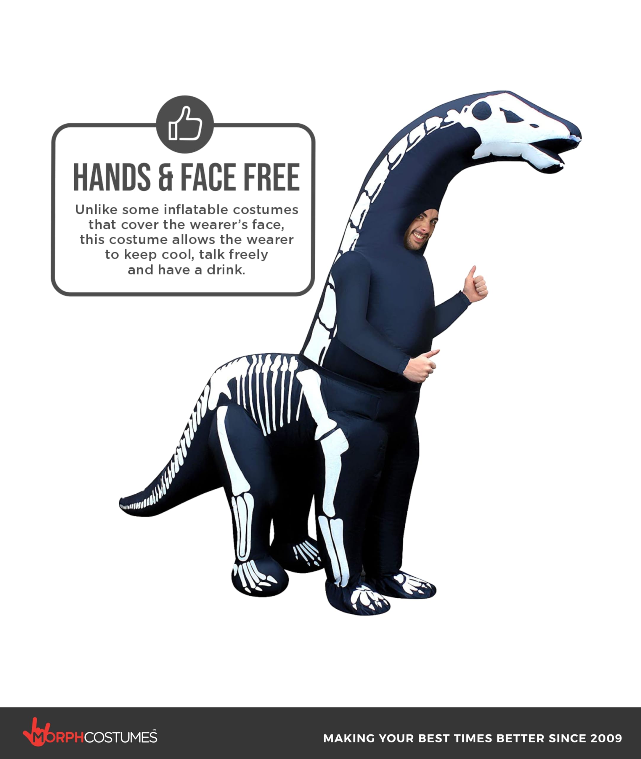Morphsuits Inflatable Dinosaur Skeleton Costume for Adults, Fun Inflatable Skeleton Outfit for Halloween Parties - Image 5