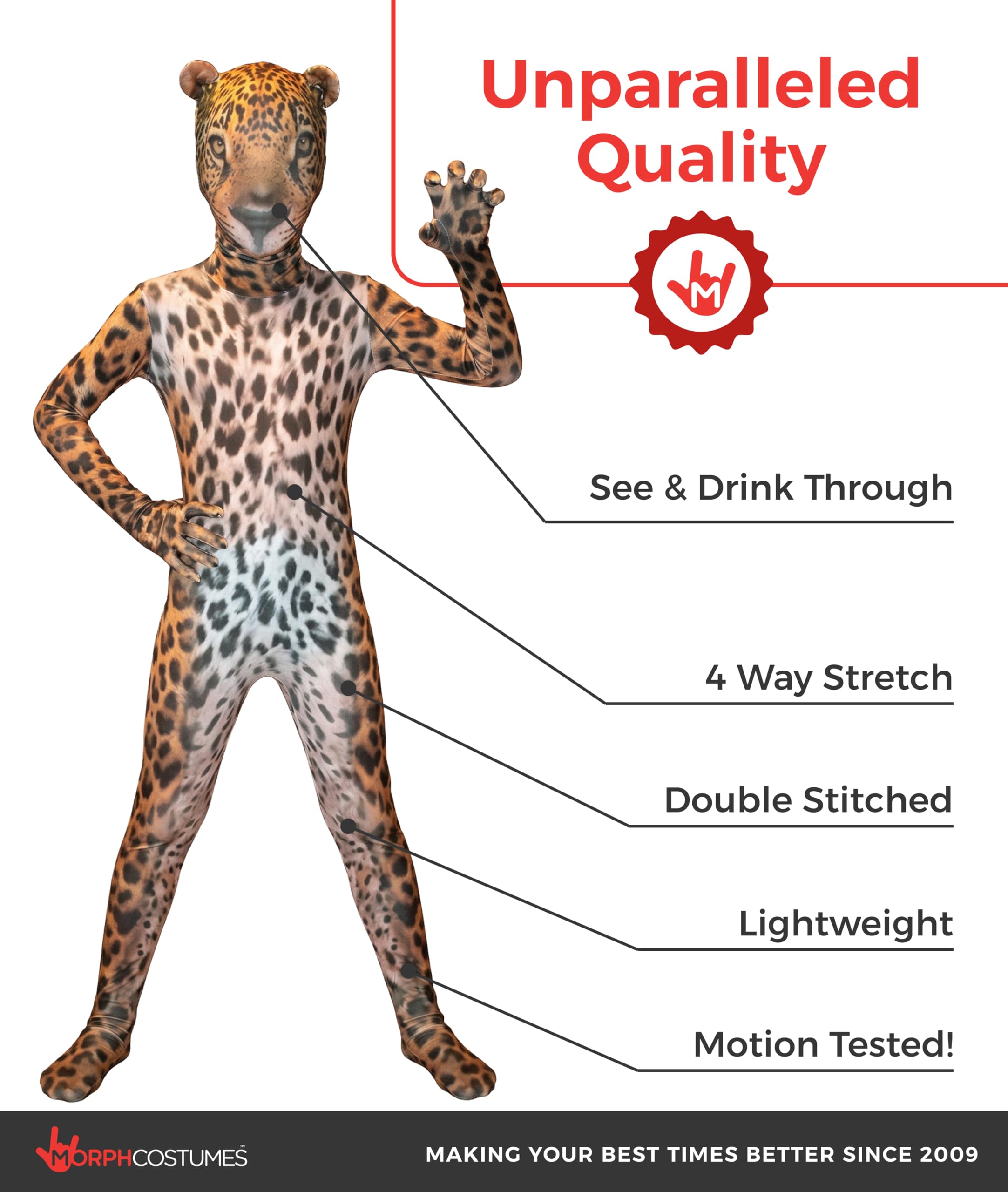 Morphsuits Kids Jaguar Animal Costume, Cheetah Costume for Girls, Leopard Costume - Image 2