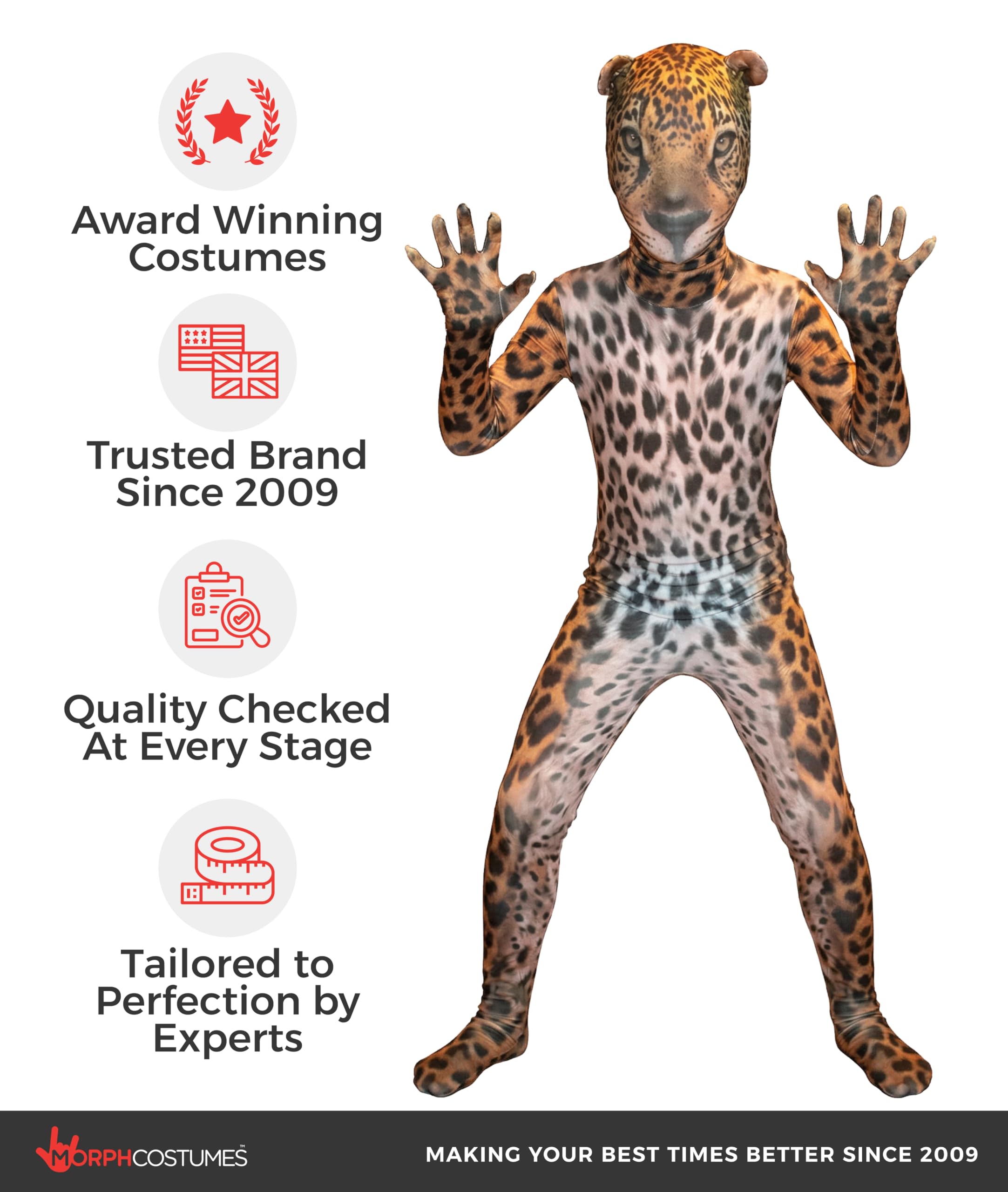 Morphsuits Kids Jaguar Animal Costume, Cheetah Costume for Girls, Leopard Costume - Image 5