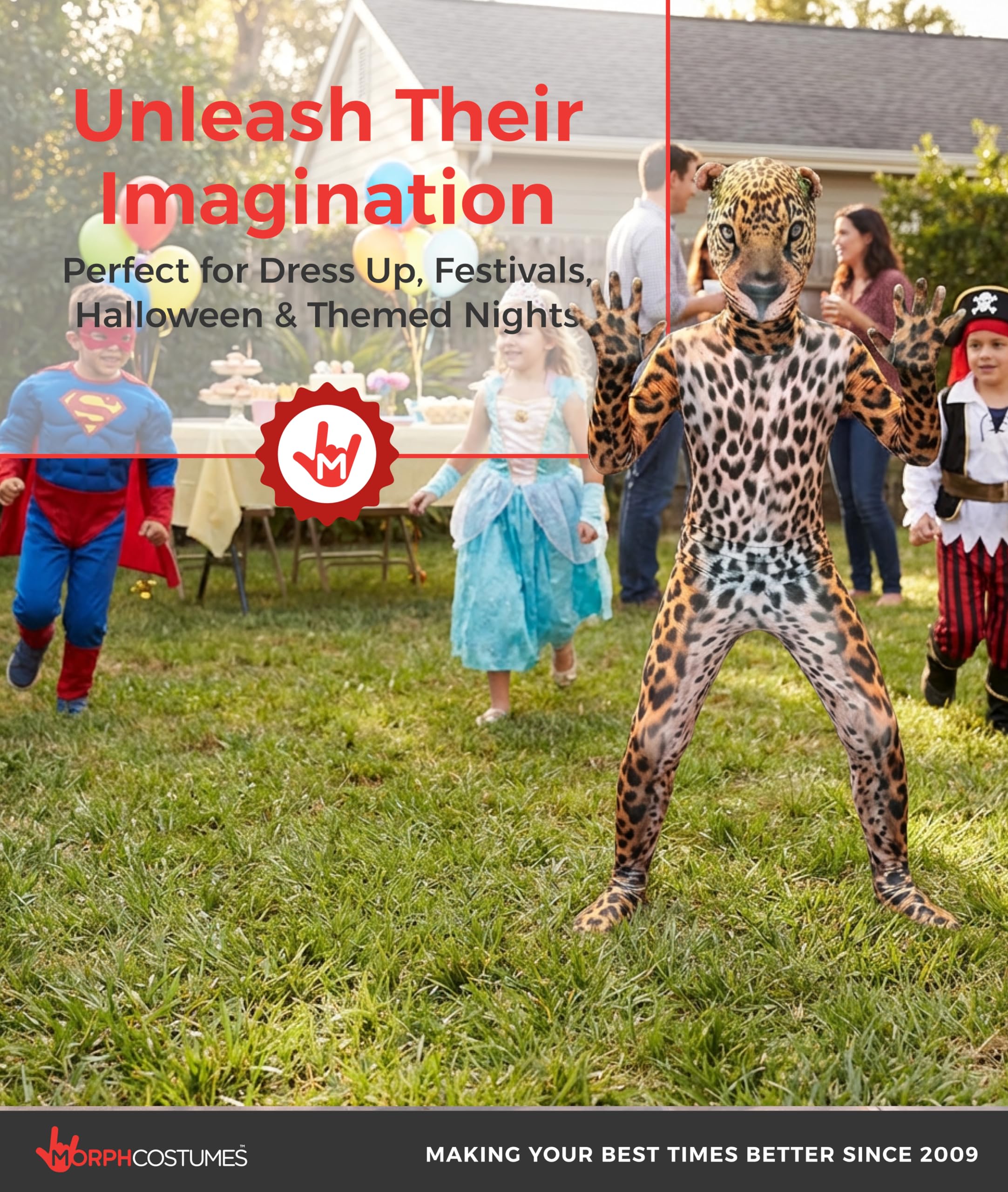Morphsuits Kids Jaguar Animal Costume, Cheetah Costume for Girls, Leopard Costume - Image 6