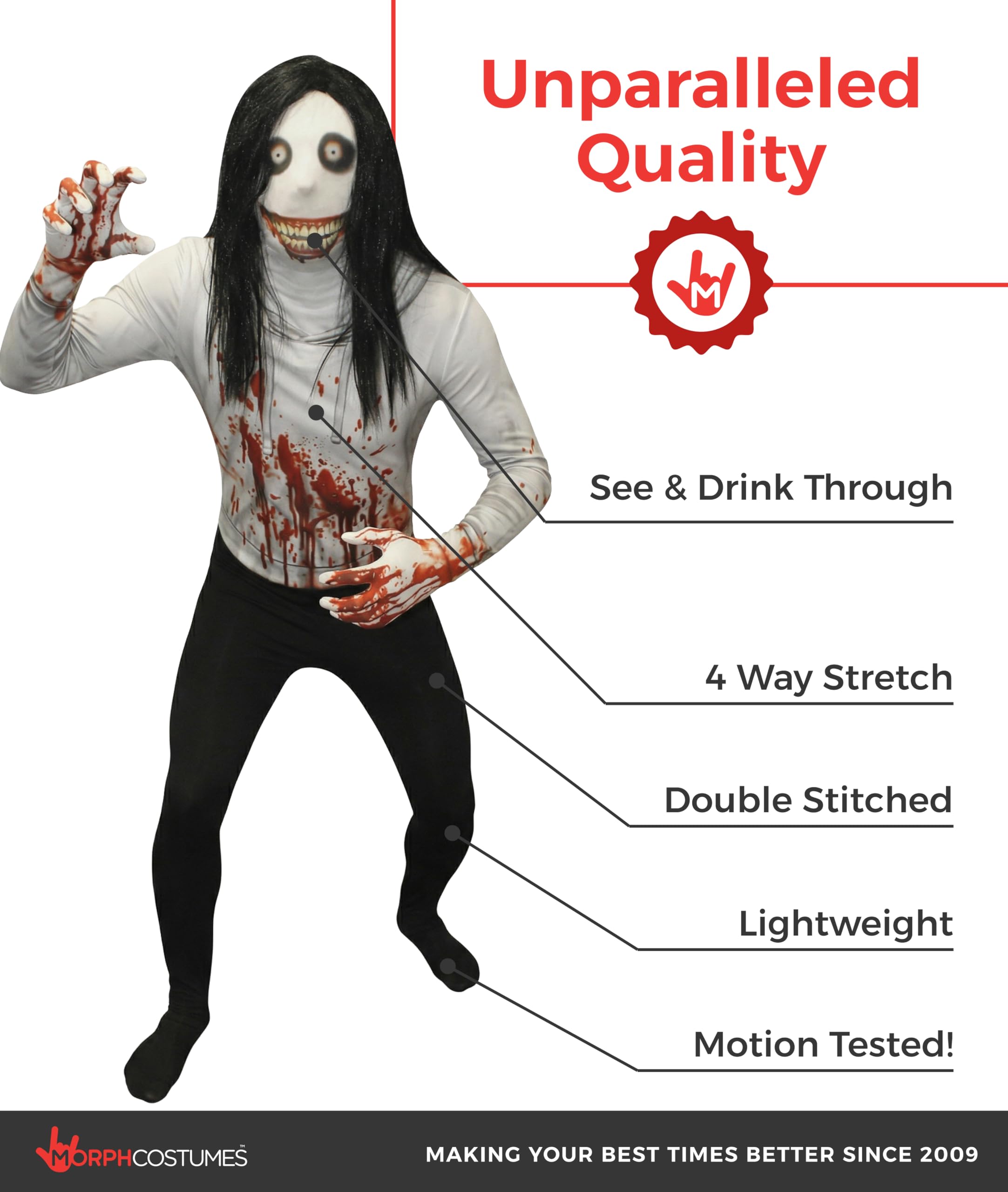 Morphsuits mens Mens Jeff the Killer Costume - Image 2