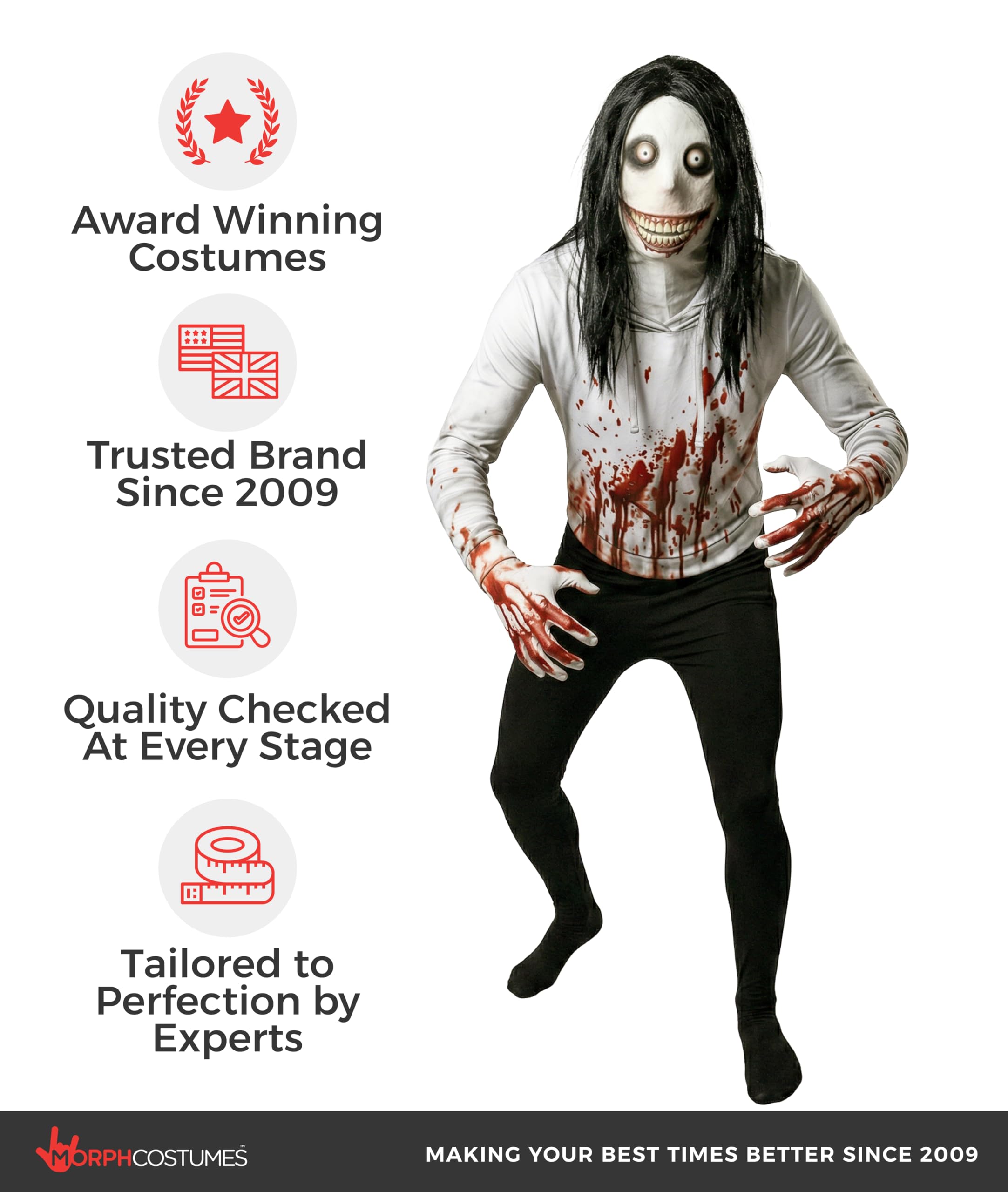 Morphsuits mens Mens Jeff the Killer Costume - Image 5