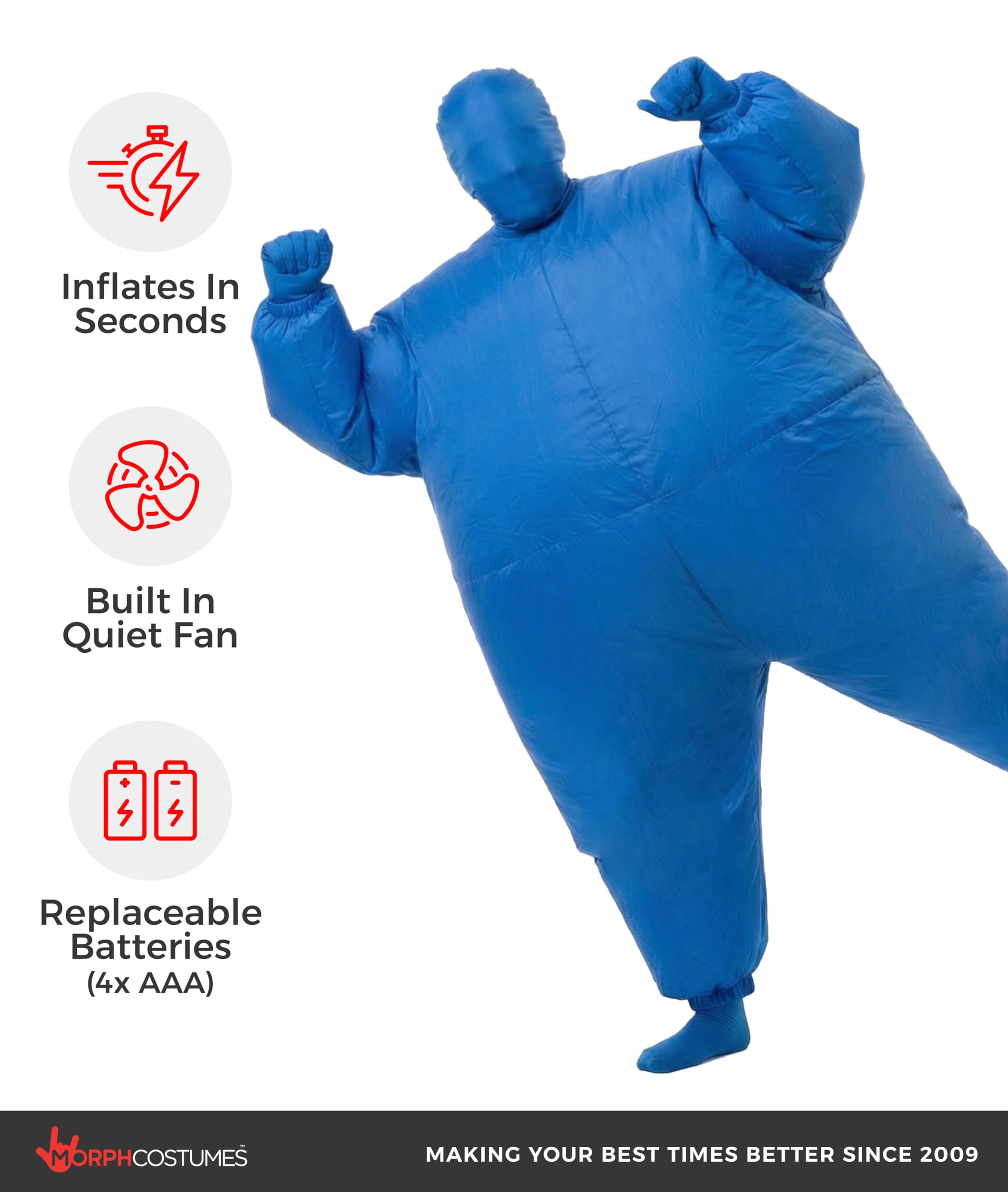 Morphsuits Morph Blue Megamorph Kids Inflatable Costume, Blue Inflatable Costume for Kids, Blue Blow Up Costumes for Kids, Blue Inflatable Suit Kids, Bubble Suit for Kids, Funny Blow Up Costumes Kids - Image 3