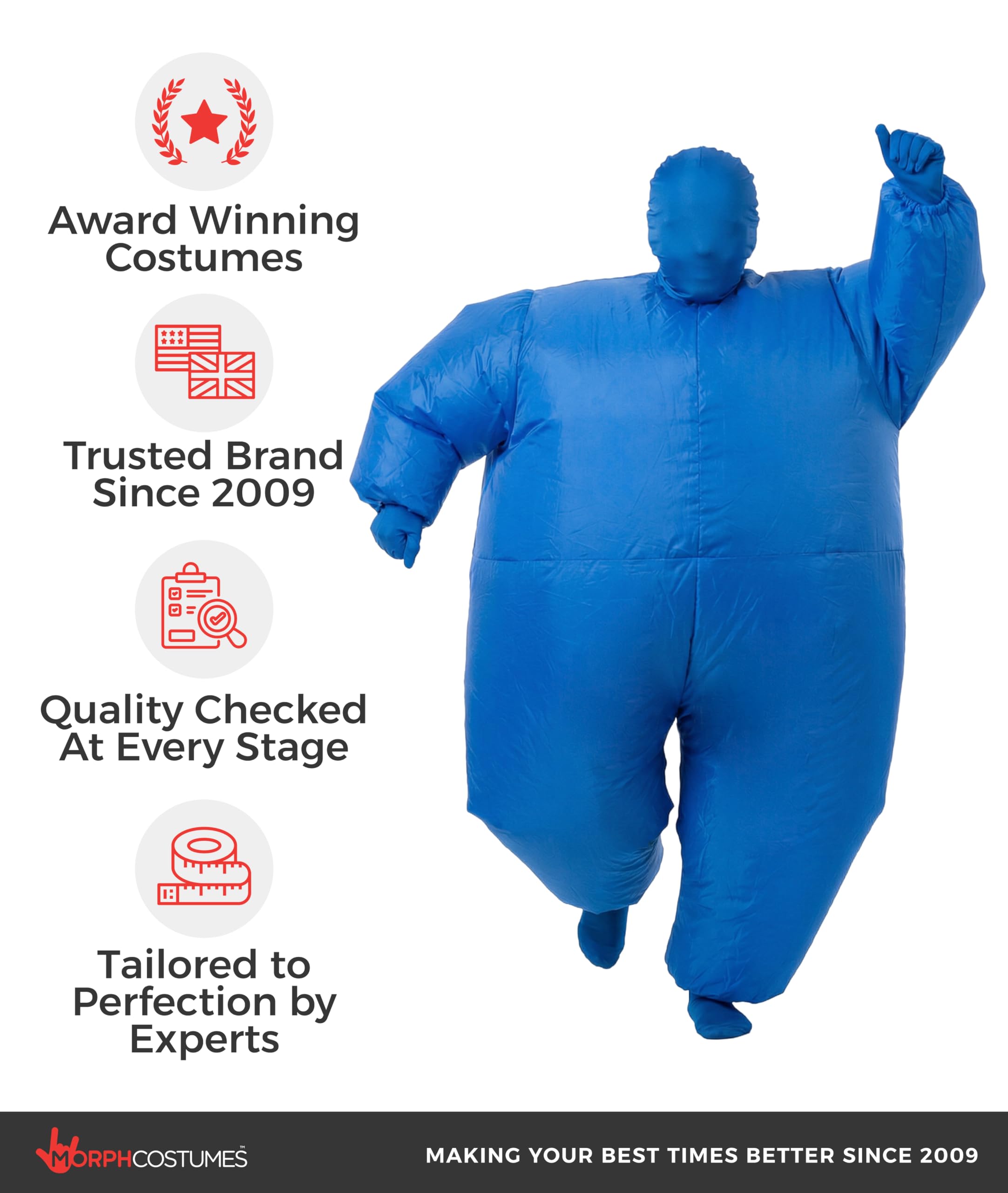 Morphsuits Morph Blue Megamorph Kids Inflatable Costume, Blue Inflatable Costume for Kids, Blue Blow Up Costumes for Kids, Blue Inflatable Suit Kids, Bubble Suit for Kids, Funny Blow Up Costumes Kids - Image 5