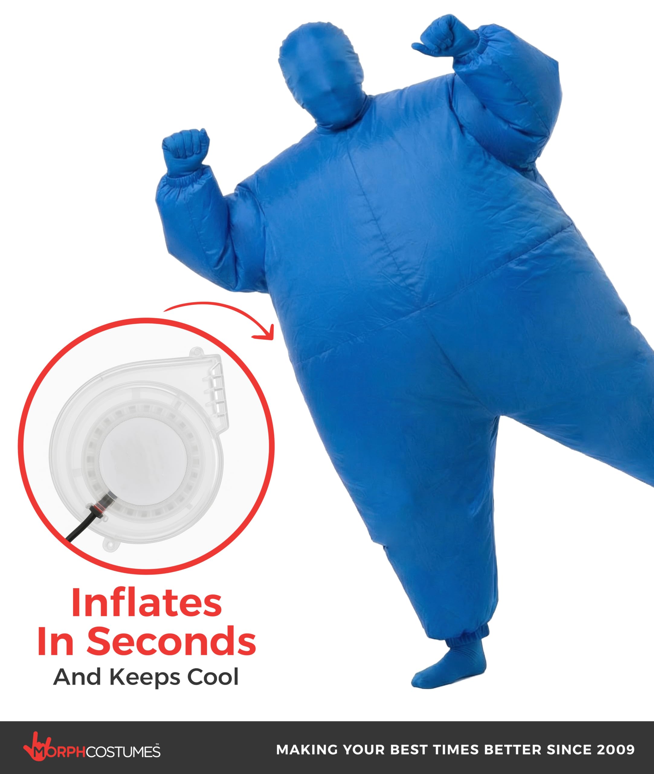 Morphsuits Morph Blue Megamorph Kids Inflatable Costume, Blue Inflatable Costume for Kids, Blue Blow Up Costumes for Kids, Blue Inflatable Suit Kids, Bubble Suit for Kids, Funny Blow Up Costumes Kids - Image 7