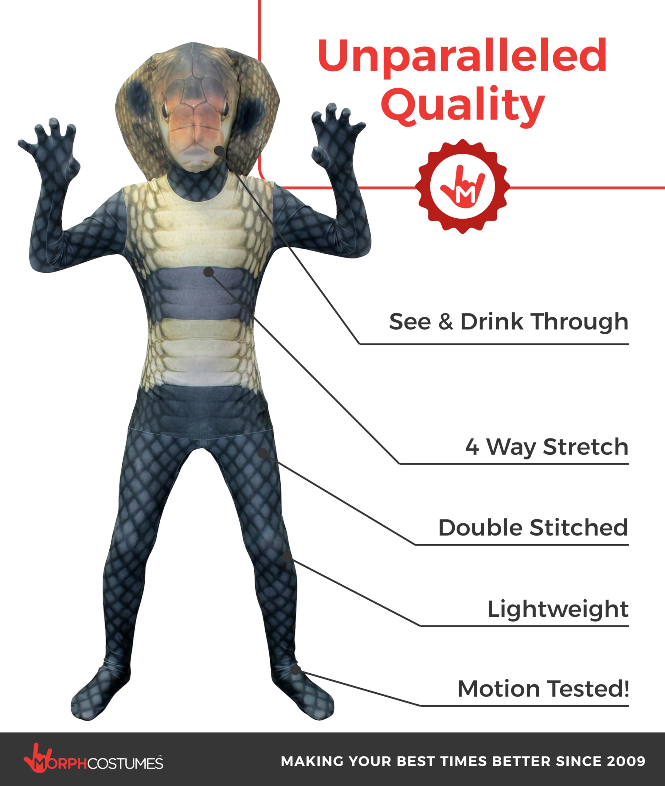 Morphsuits Morph Cobra Kids, Cobra Morph Suit, Kids Cobra Costume, Snake Costume Kids, King Cobra Costume Kids - Image 2
