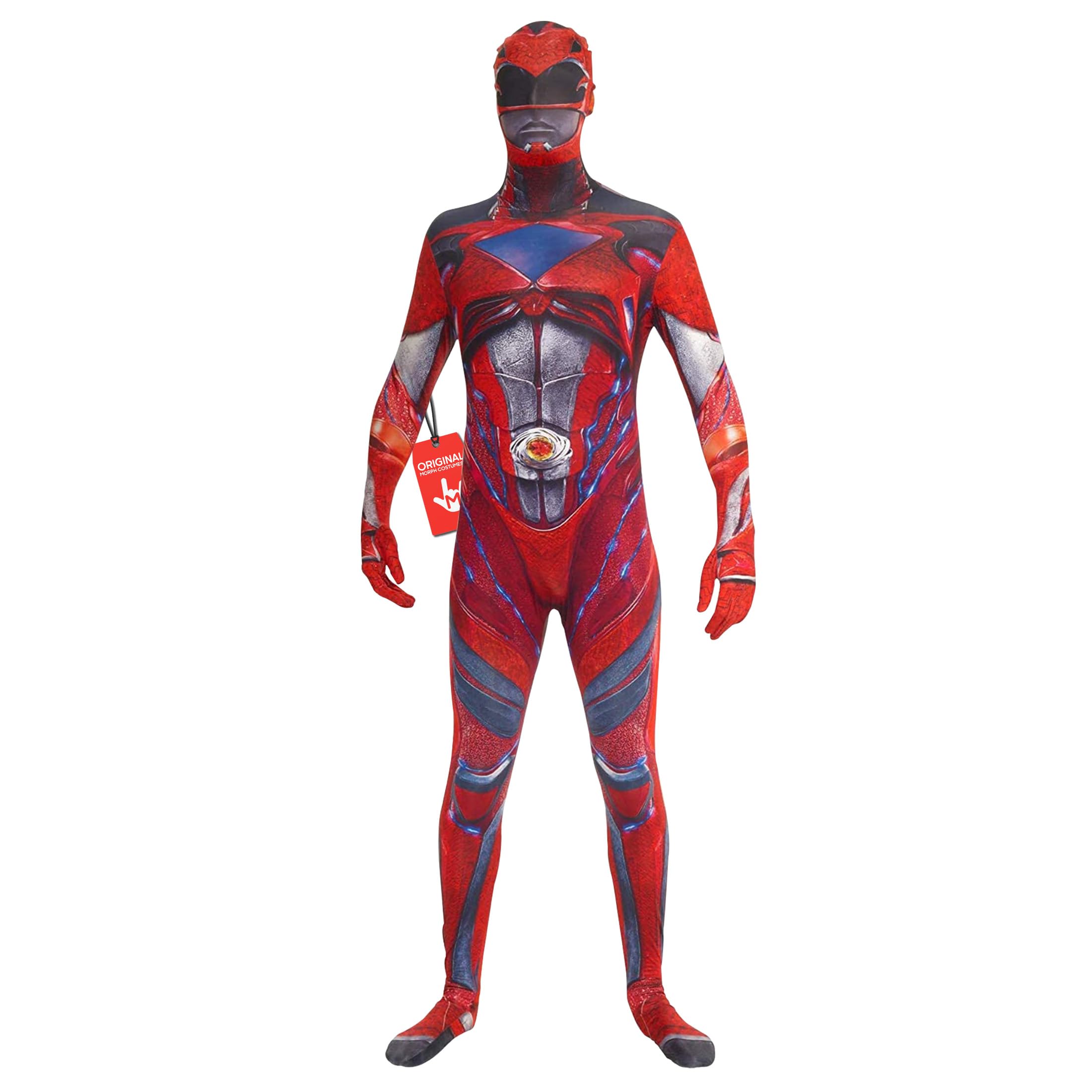 Morphsuits Official Red Deluxe Movie Power Ranger Morphsuit Fancy Dress Costume - size Large 5'3 - 5'9 (159cm - 175cm)
