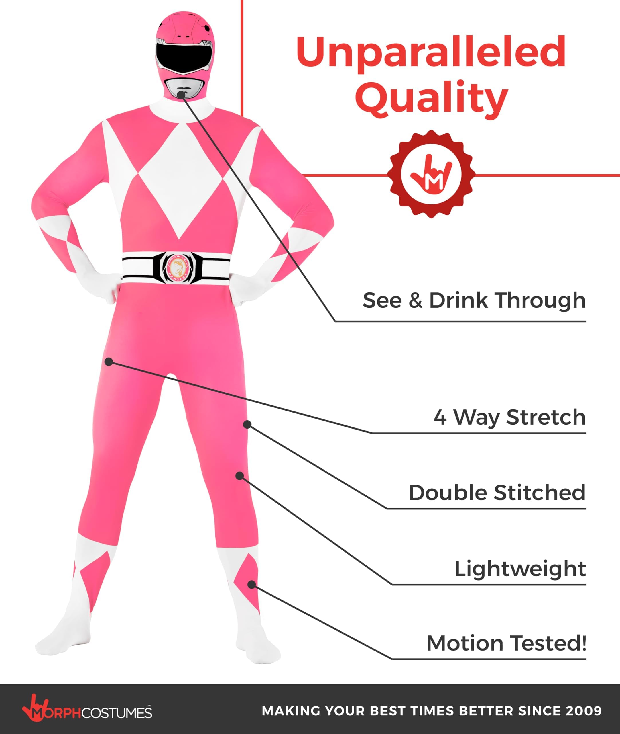 Morphsuits Pink Power Ranger Costume Adult Men, Power Ranger Costume Adult, Funny Costumes for Adults - Image 2