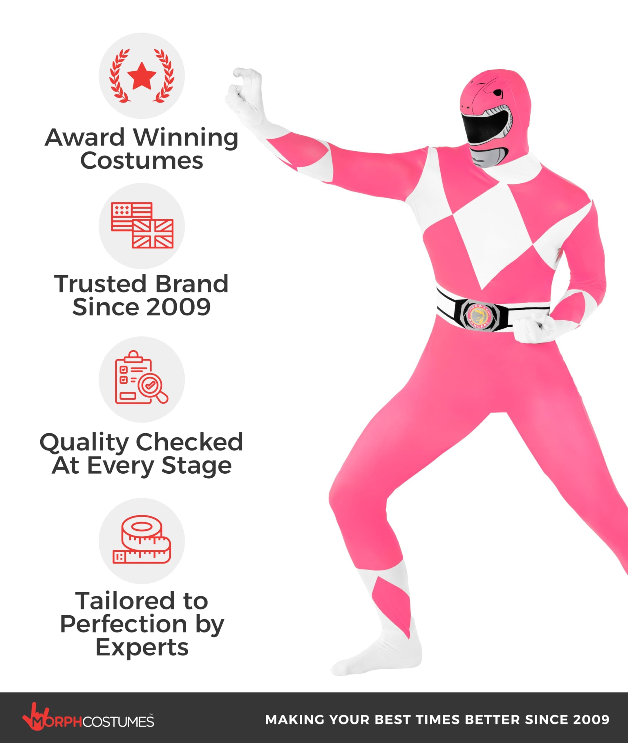 Morphsuits Pink Power Ranger Costume Adult Men, Power Ranger Costume Adult, Funny Costumes for Adults - Image 6