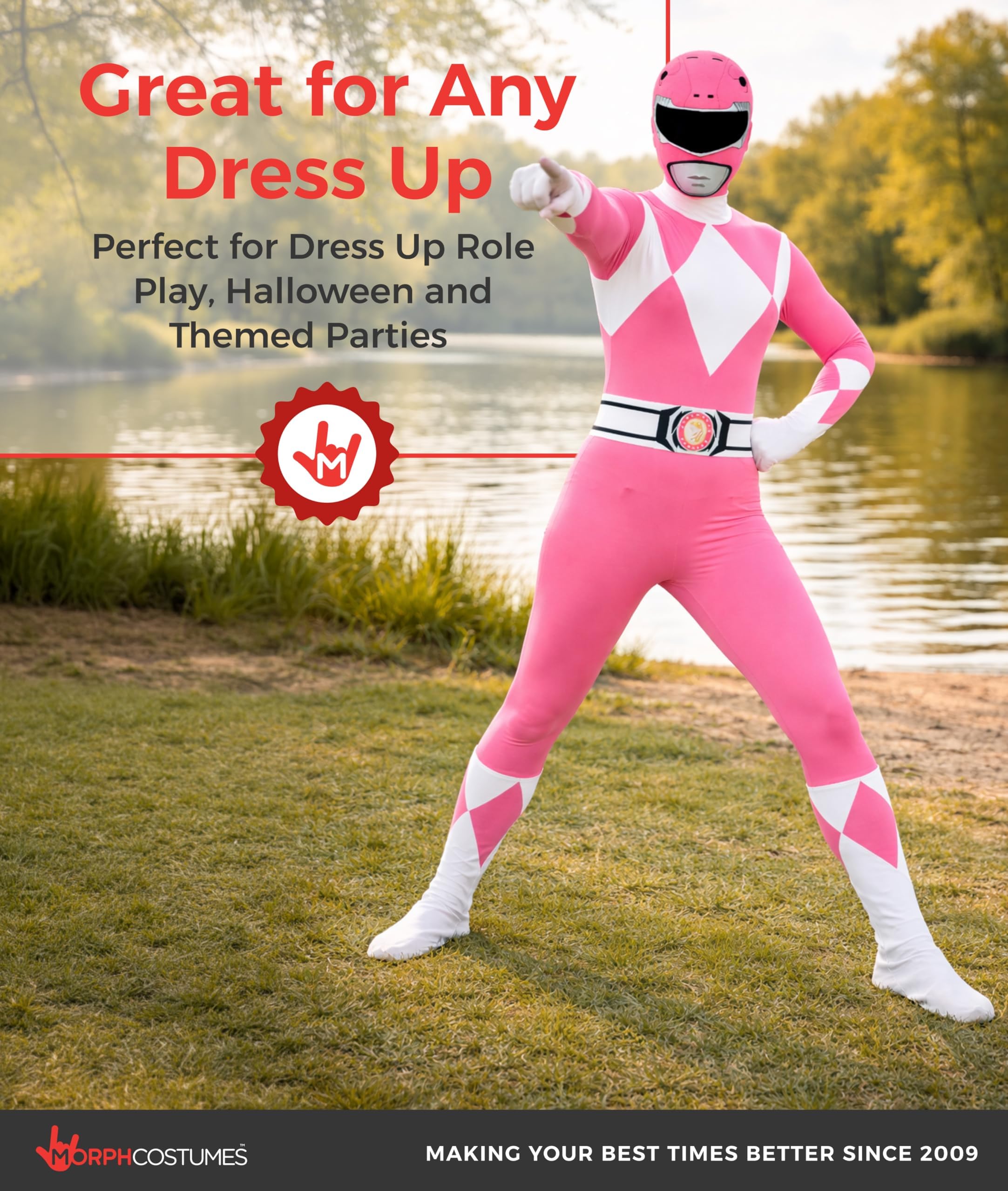Morphsuits Pink Power Ranger Costume Adult Men, Power Ranger Costume Adult, Funny Costumes for Adults - Image 7