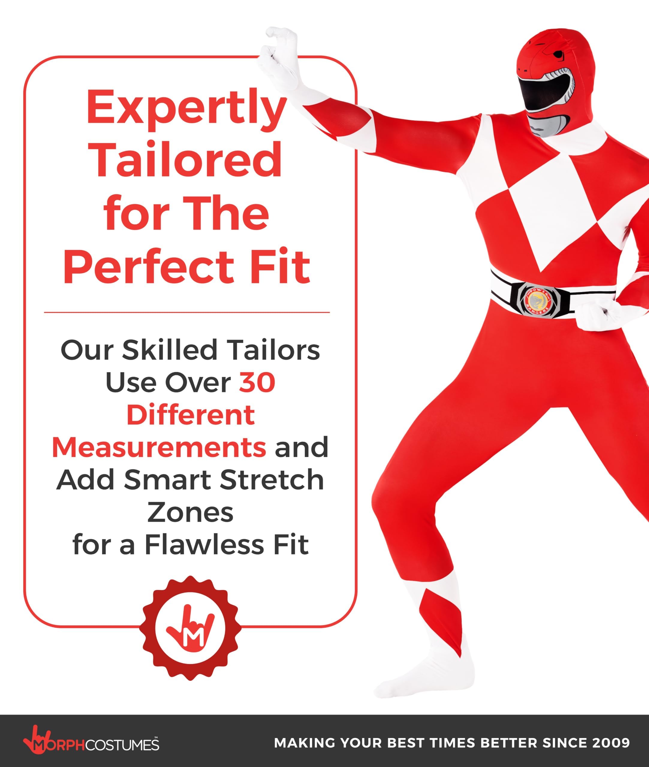Morphsuits Red Power Ranger Costume Adult Men, Power Ranger Costume Adult, Funny Costumes for Adults - Image 3