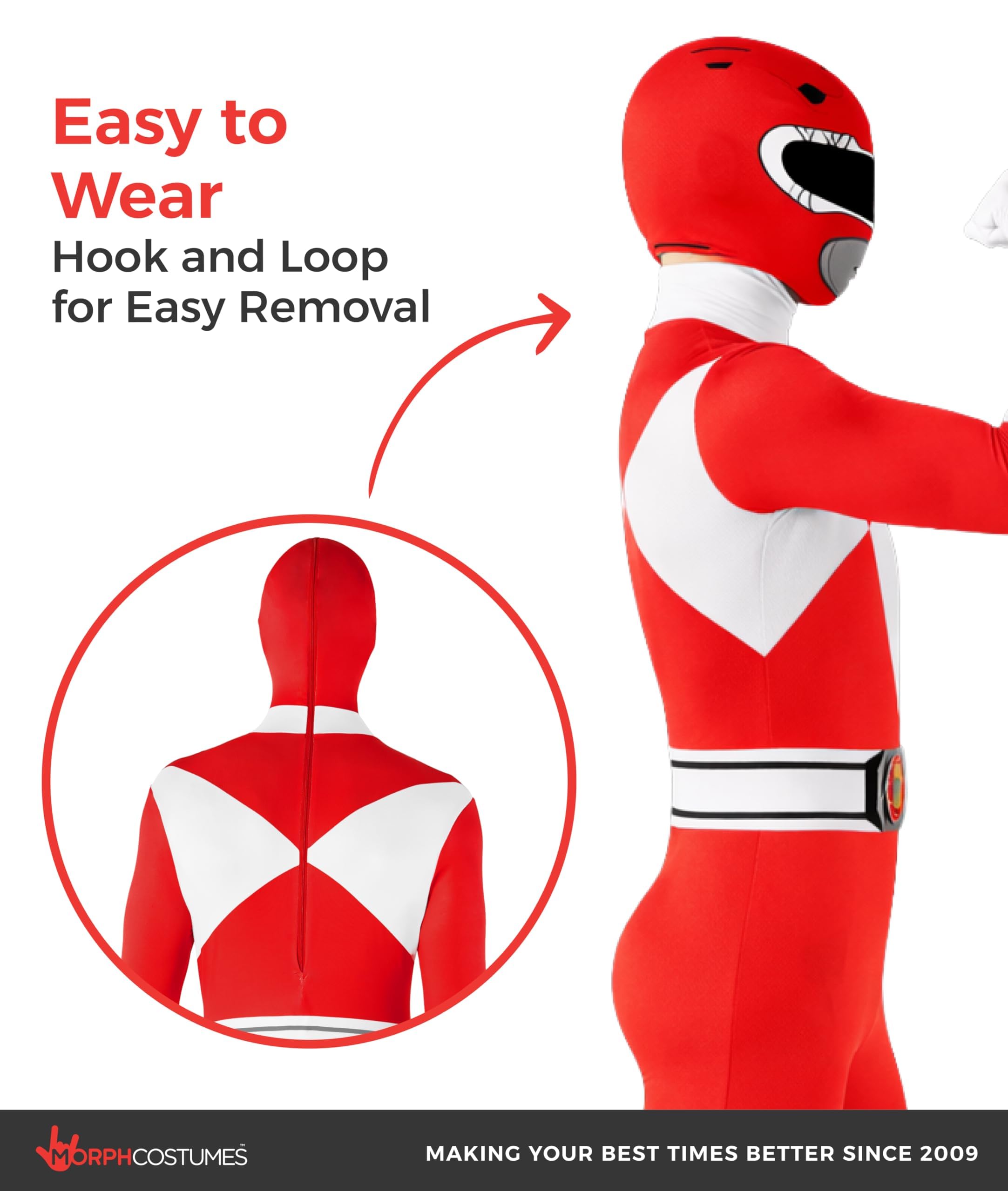Morphsuits Red Power Ranger Costume Adult Men, Power Ranger Costume Adult, Funny Costumes for Adults - Image 4