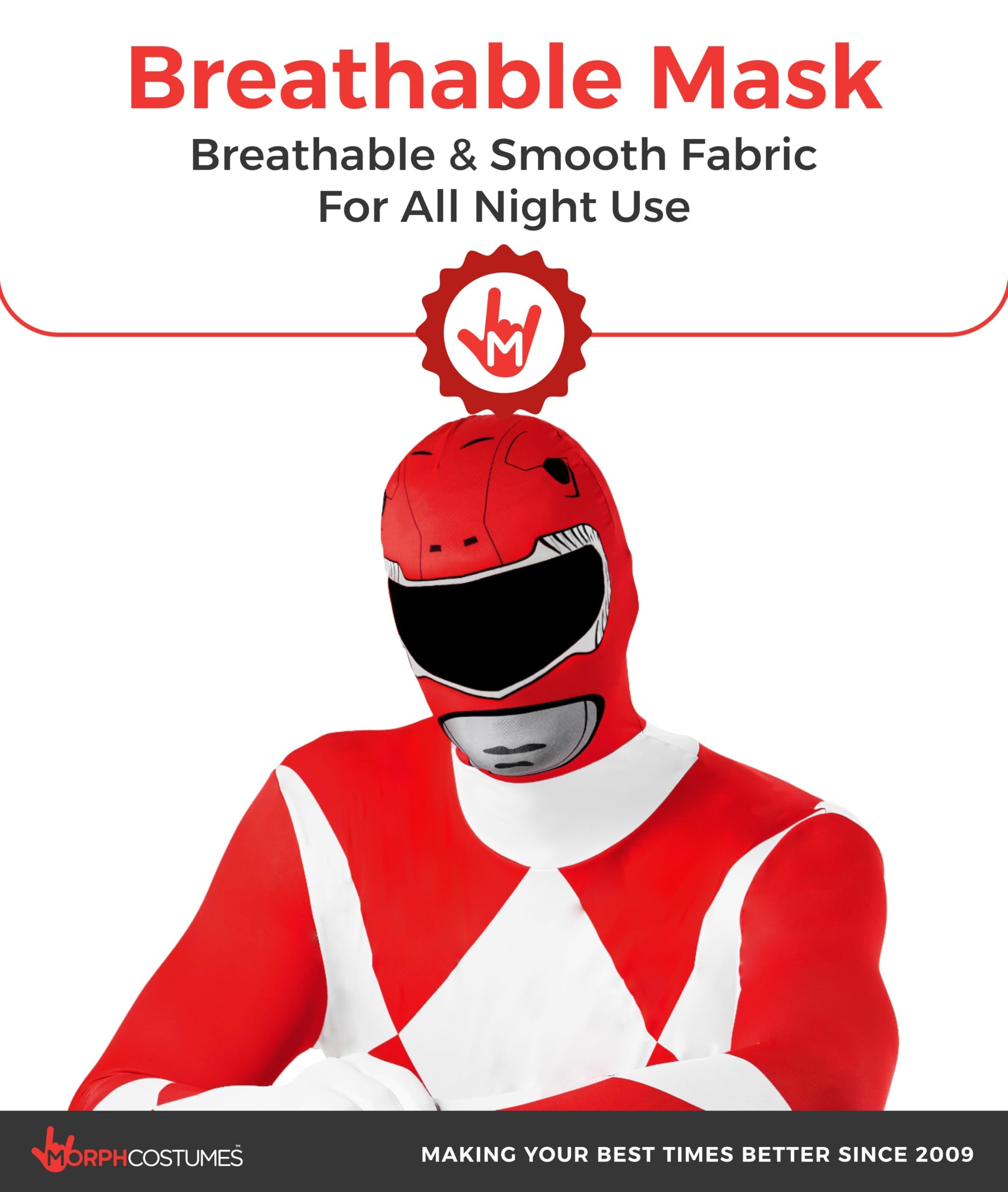 Morphsuits Red Power Ranger Costume Adult Men, Power Ranger Costume Adult, Funny Costumes for Adults - Image 5