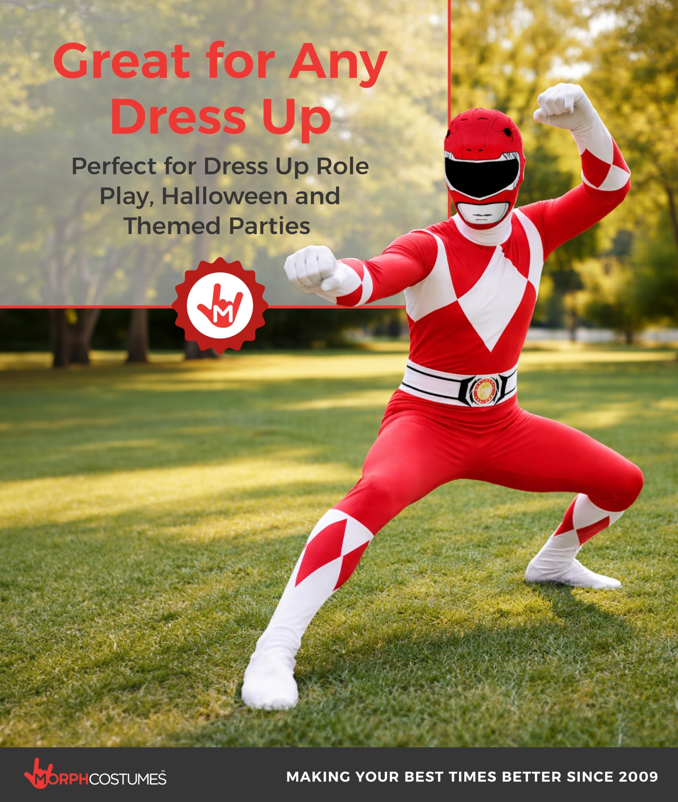 Morphsuits Red Power Ranger Costume Adult Men, Power Ranger Costume Adult, Funny Costumes for Adults - Image 7