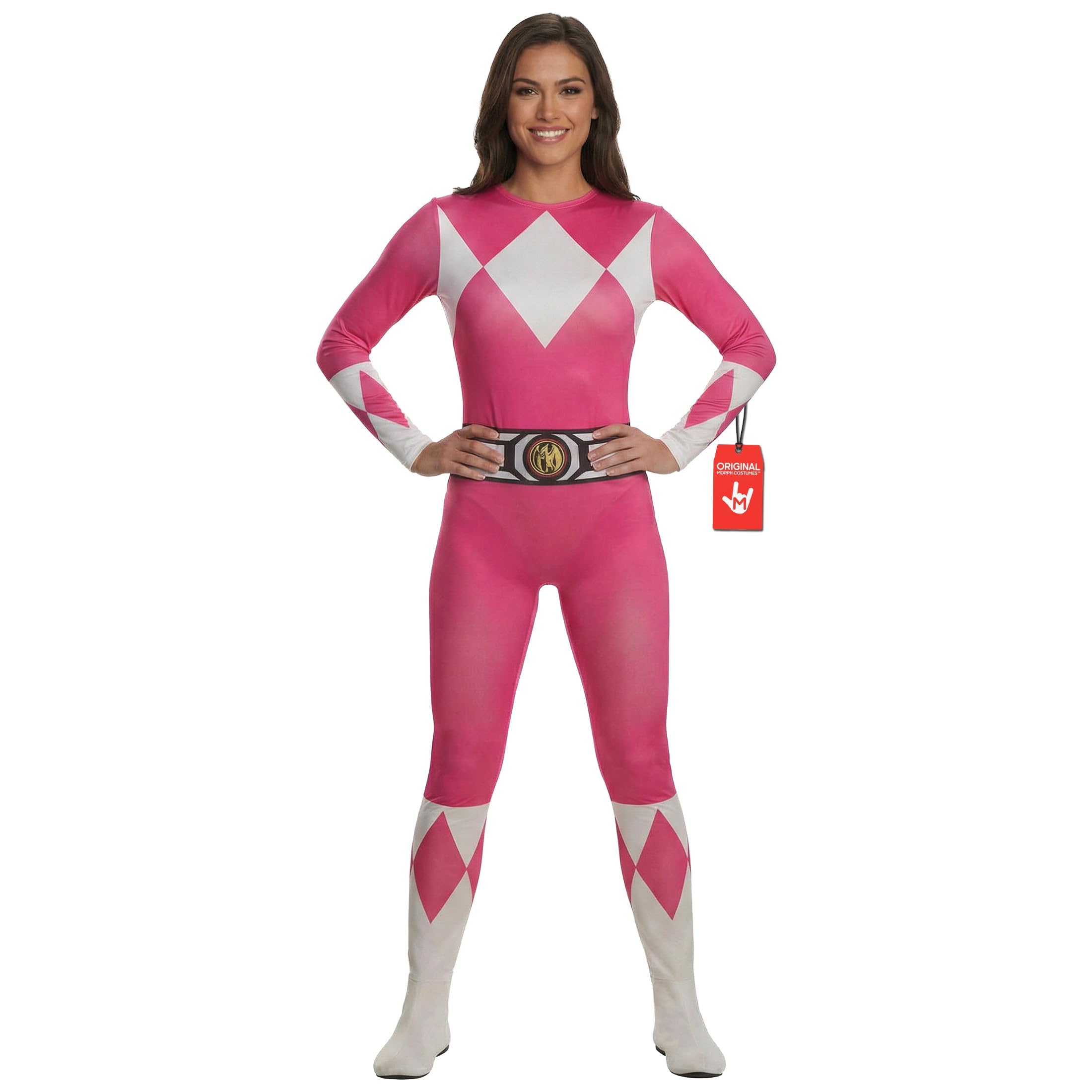 Morphsuits Womens Pink Power Ranger Costume, Pink Ranger Costume Women, Superhero Outfit for Womens
