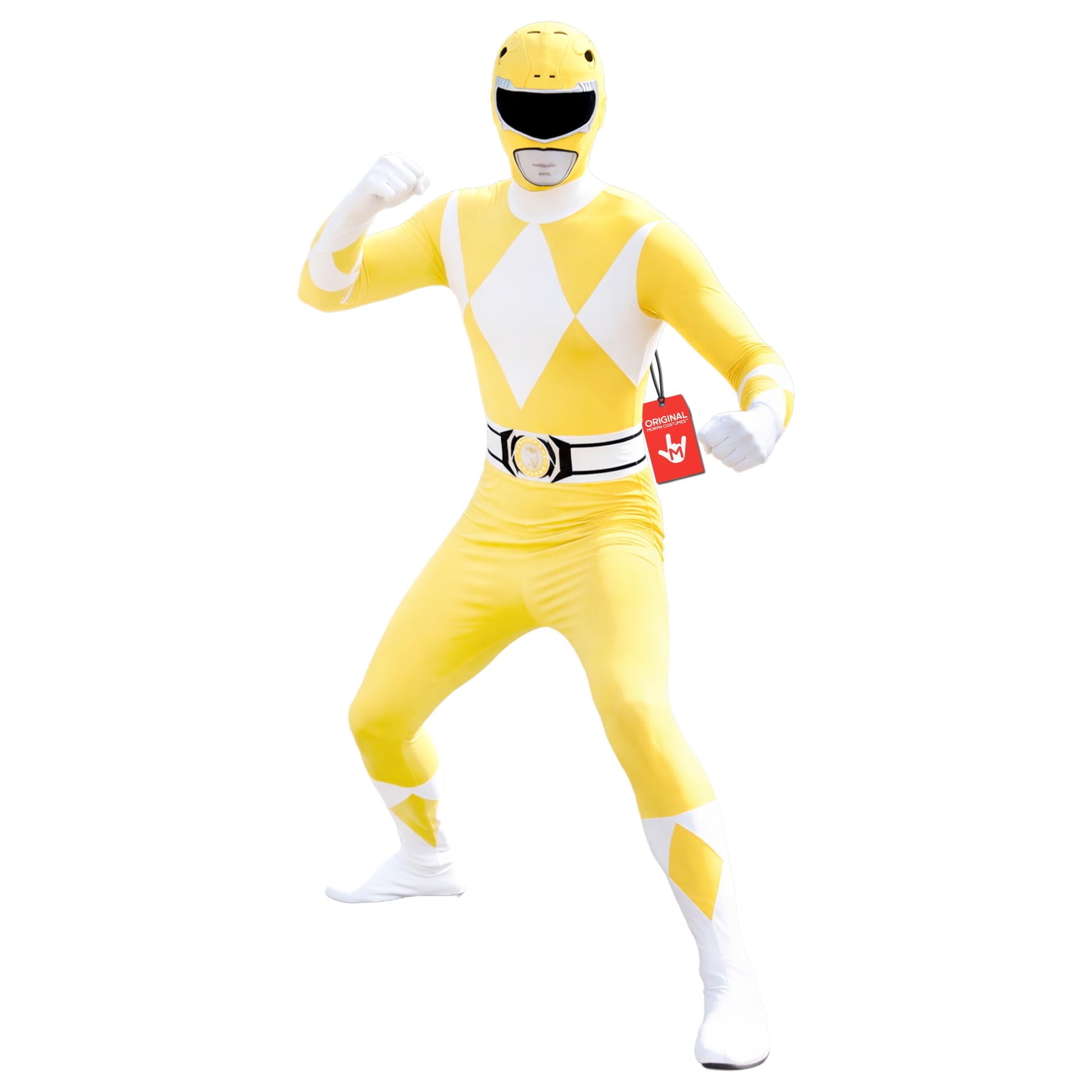 Morphsuits Yellow Power Ranger Costume Adult Men, Power Ranger Costume Adult, Funny Costumes for Adults