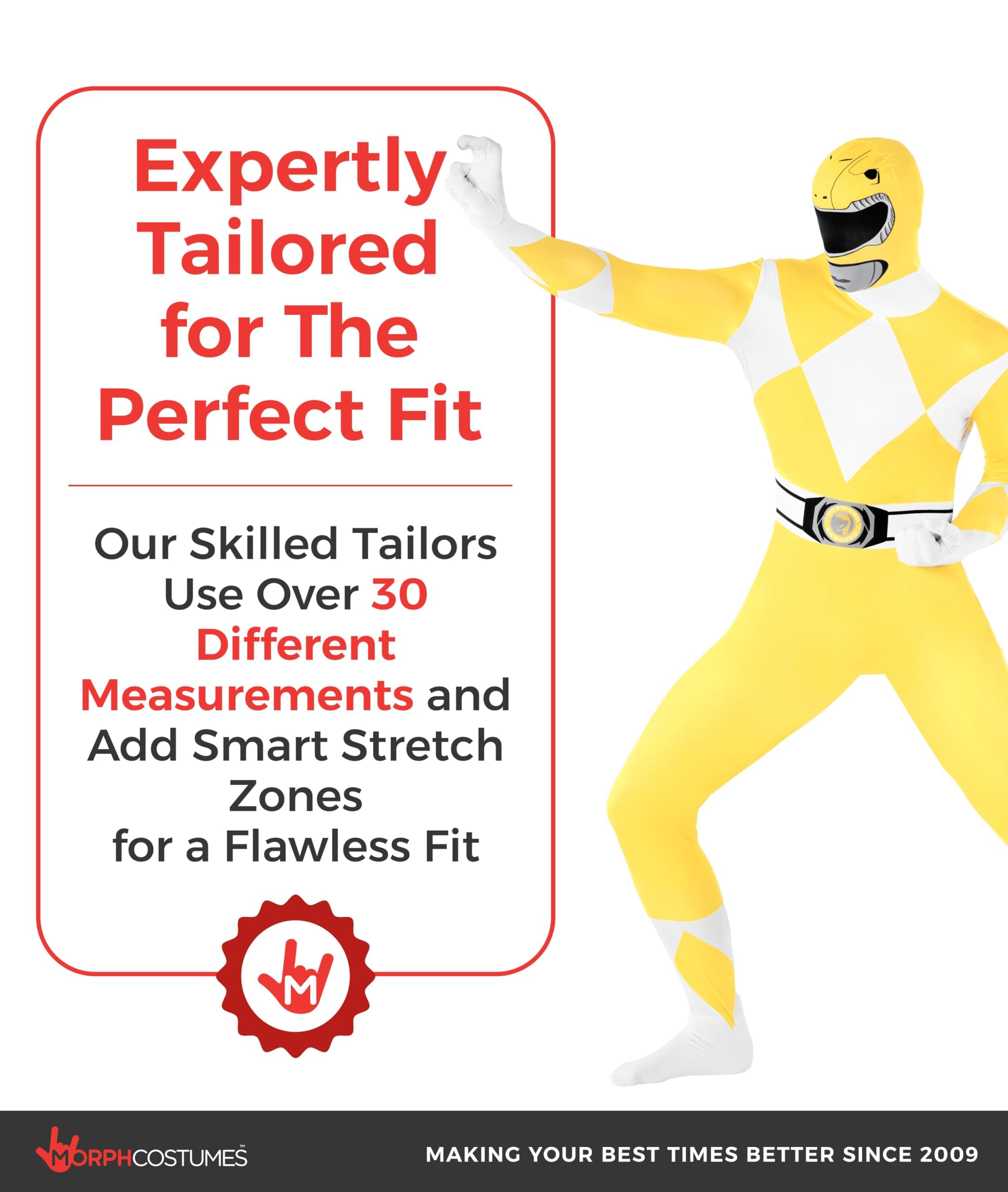 Morphsuits Yellow Power Ranger Costume Adult Men, Power Ranger Costume Adult, Funny Costumes for Adults - Image 3