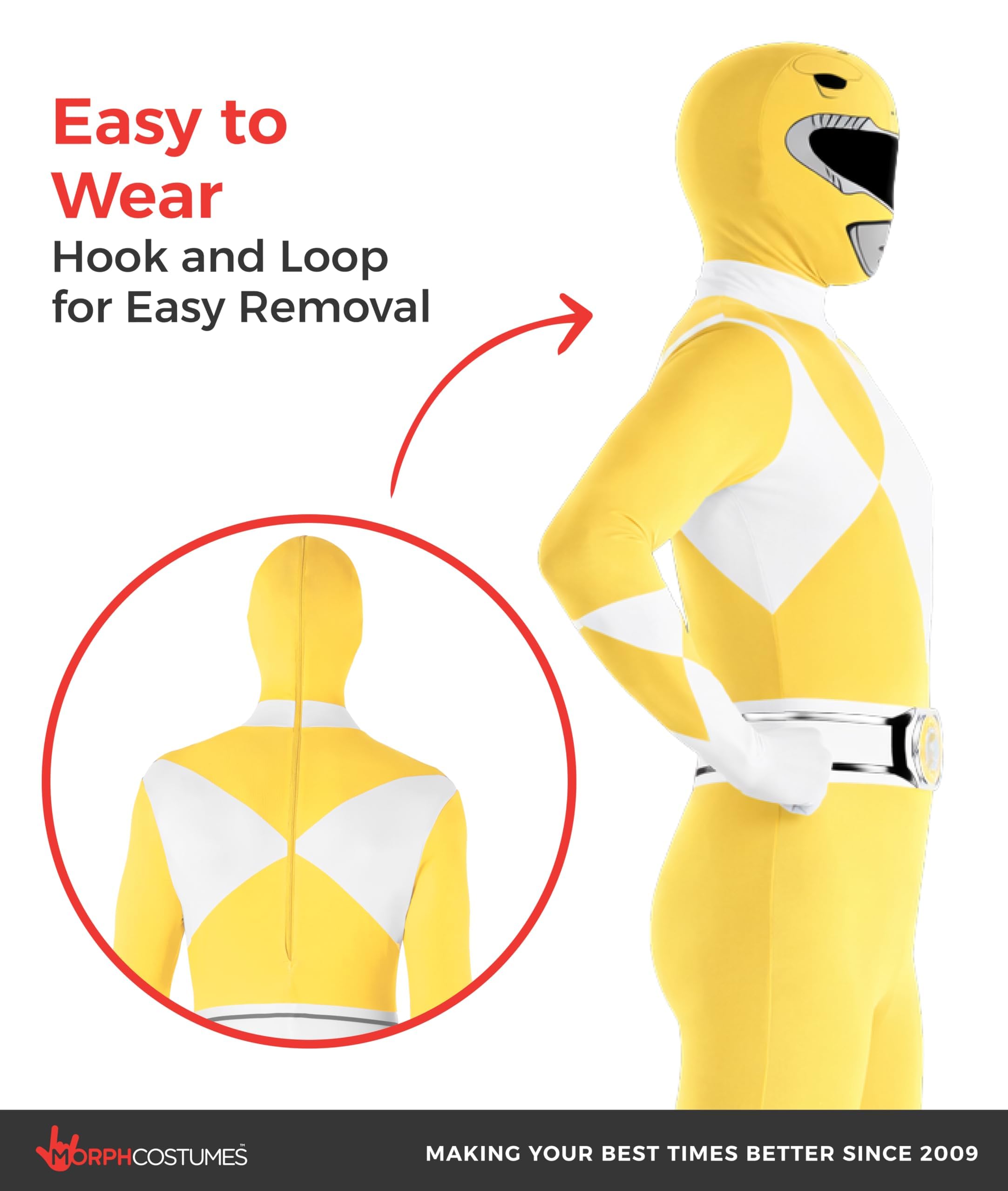 Morphsuits Yellow Power Ranger Costume Adult Men, Power Ranger Costume Adult, Funny Costumes for Adults - Image 4