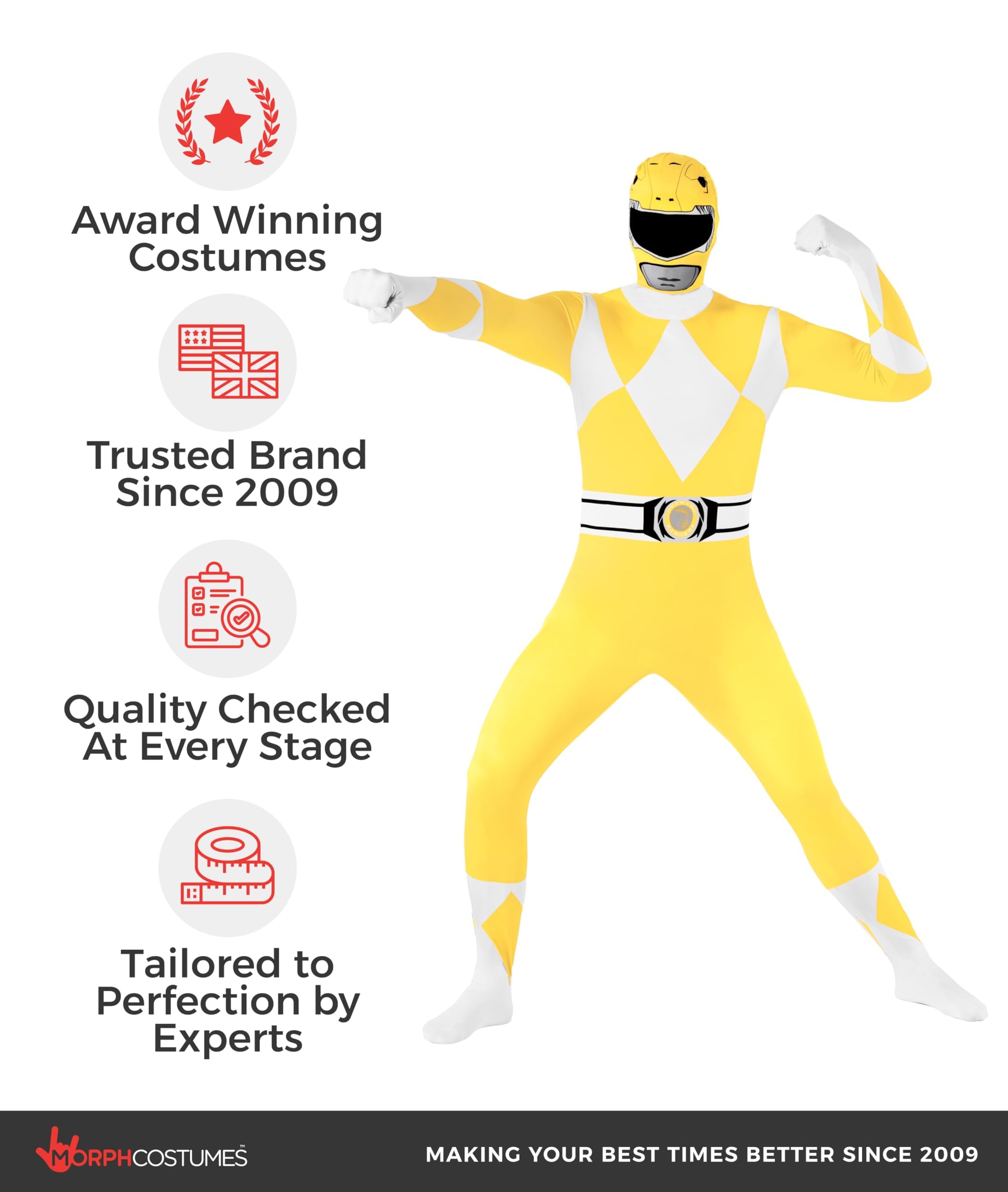 Morphsuits Yellow Power Ranger Costume Adult Men, Power Ranger Costume Adult, Funny Costumes for Adults - Image 6