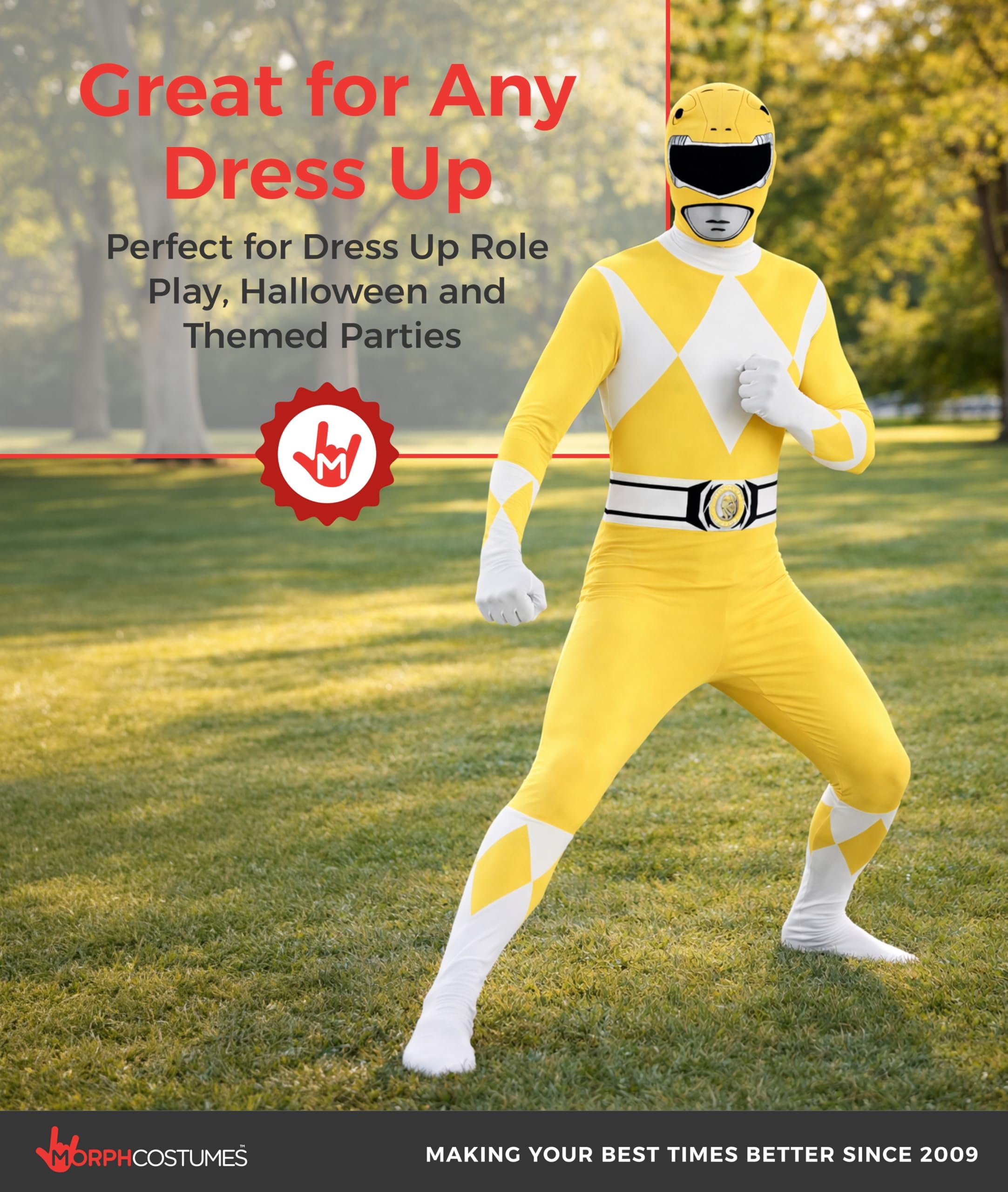 Morphsuits Yellow Power Ranger Costume Adult Men, Power Ranger Costume Adult, Funny Costumes for Adults - Image 7